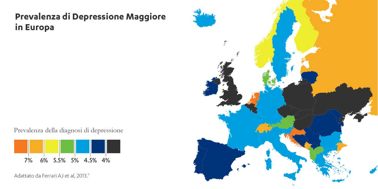 Depressione prevalenza in Europa