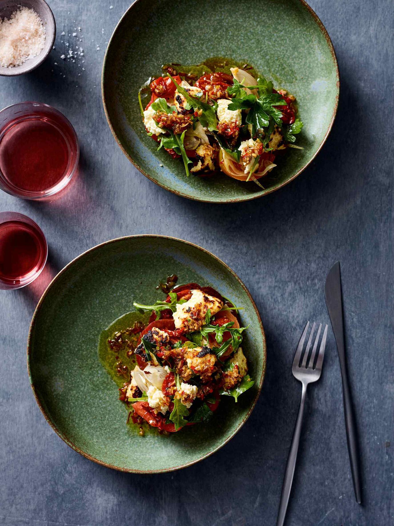 Baked ricotta, tomatoes, saffron