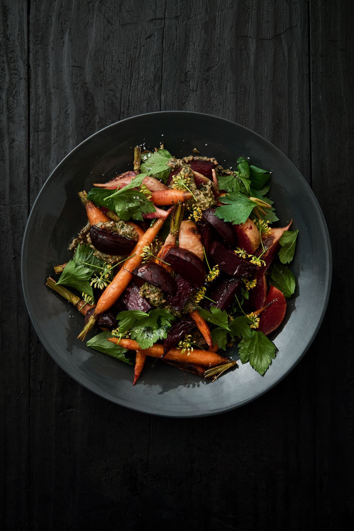 Cover crop salsa with root vegetables