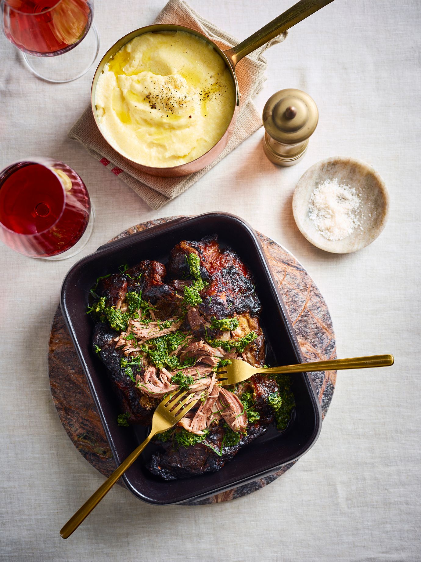 Lamb shoulder with creamy polenta and gremolata