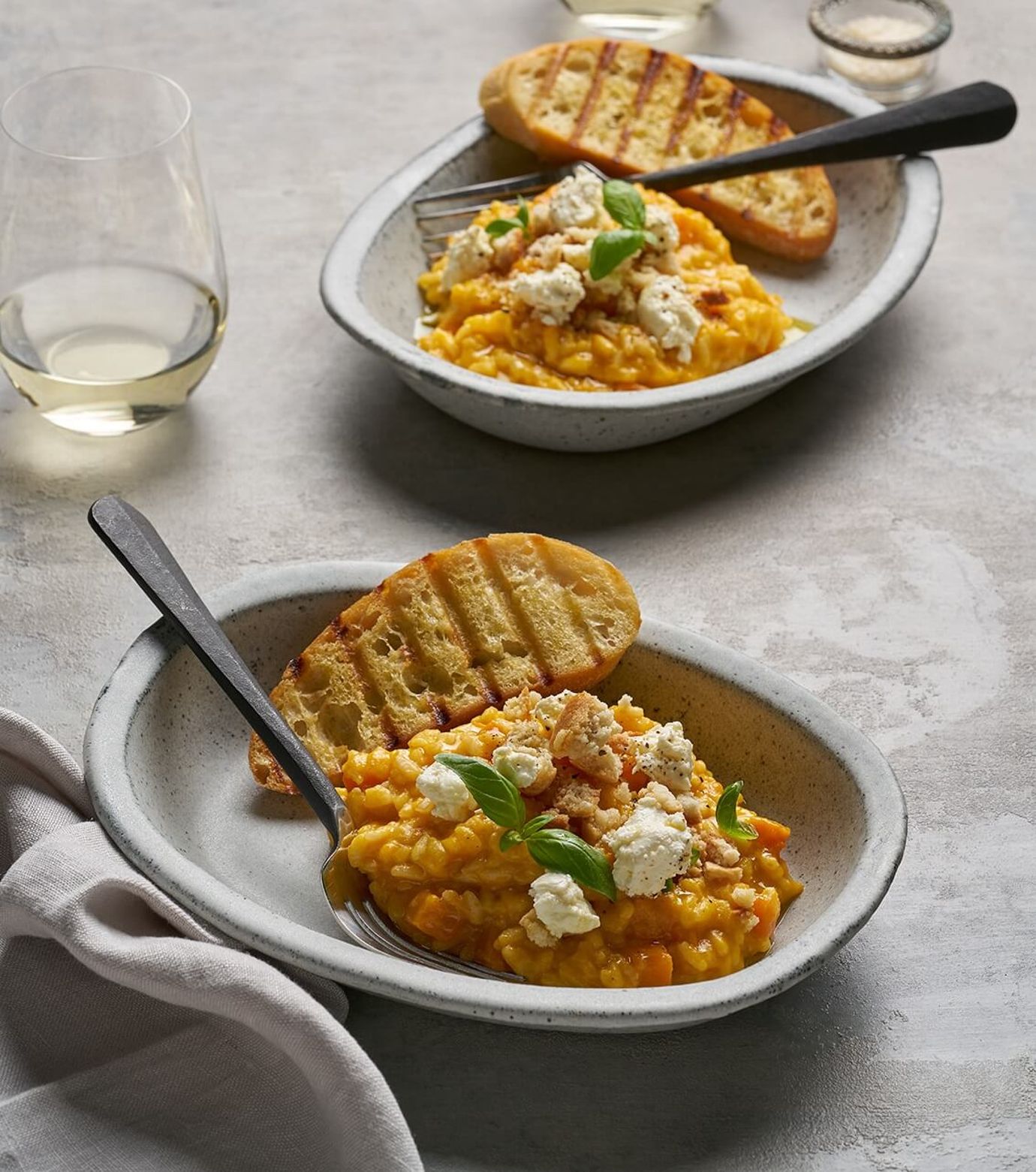 Pumpkin risotto, amaretti and chèvre