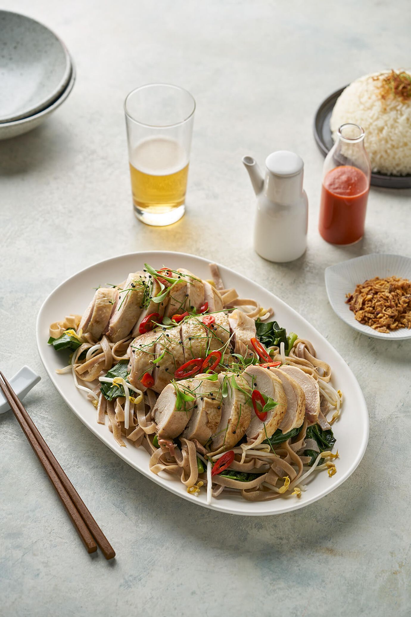 Chicken and homemade buckwheat noodles