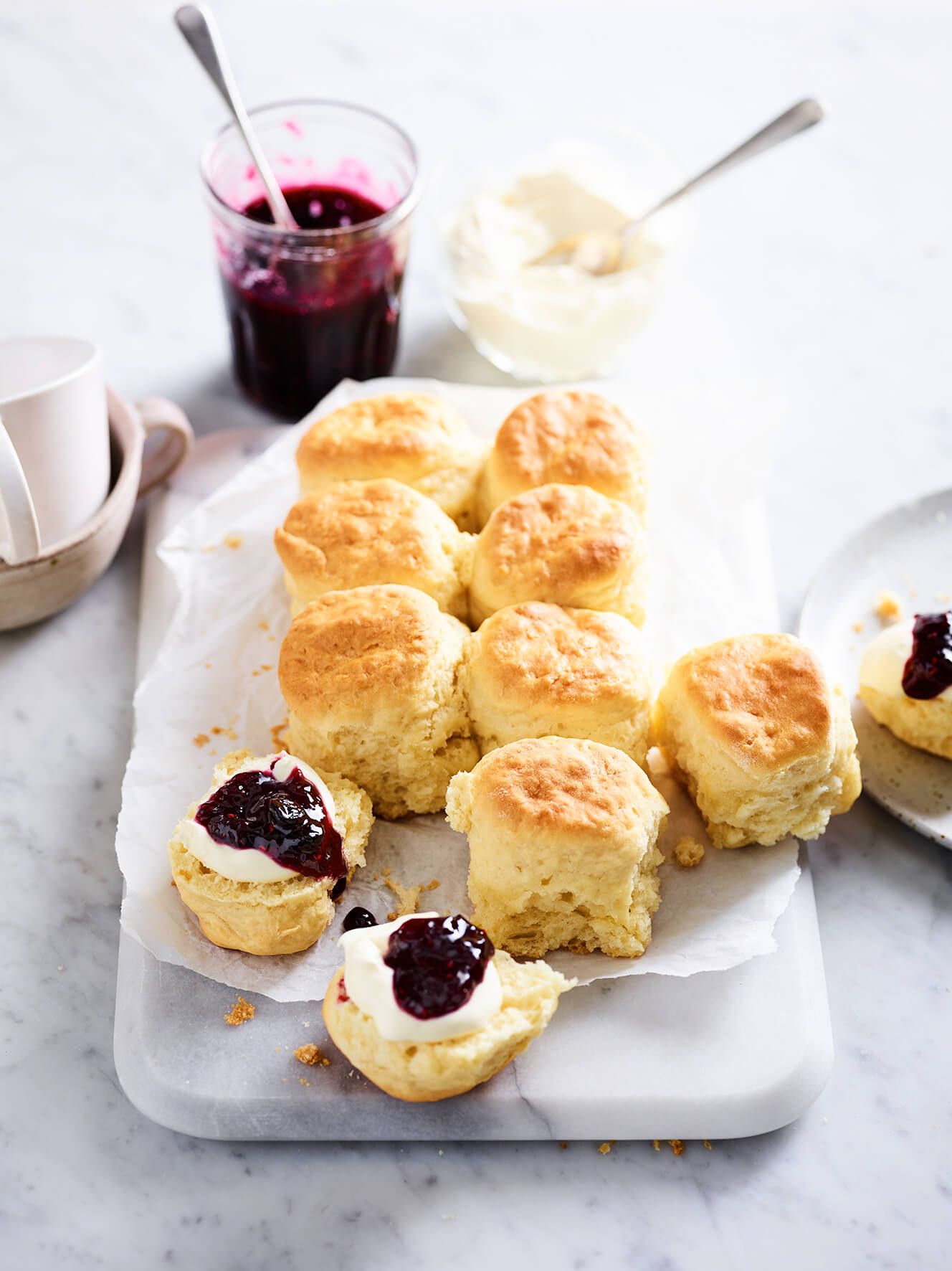 Buttermilk scones with mixed berry conserve