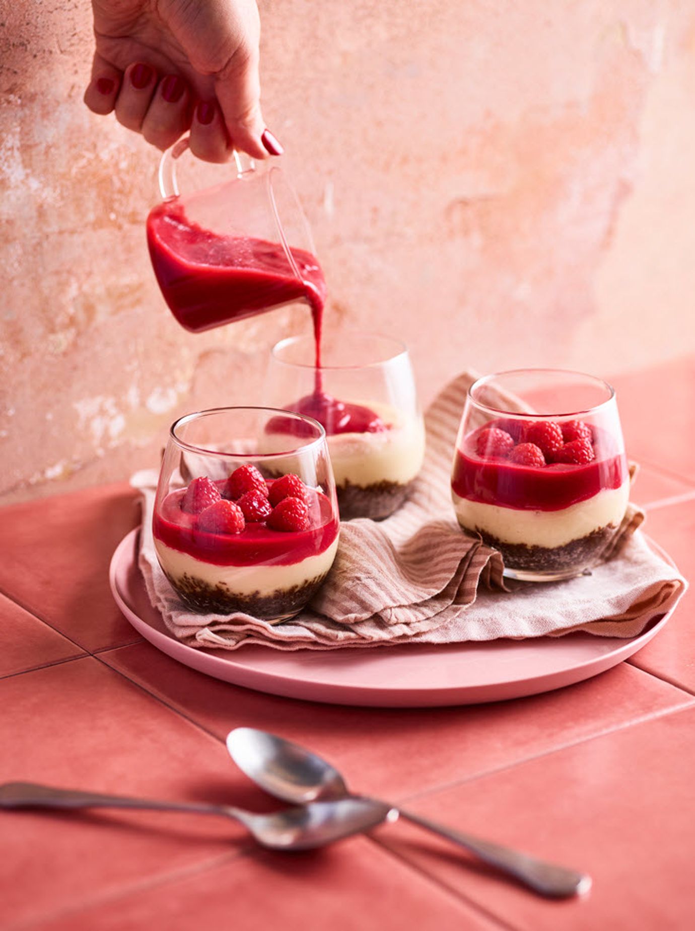 Raspberry and chocolate mini cheesecakes