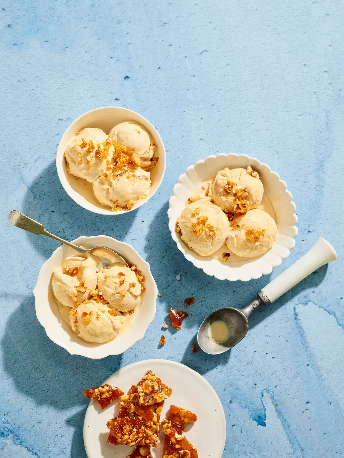 Dulce de leche ice cream with hazelnut praline