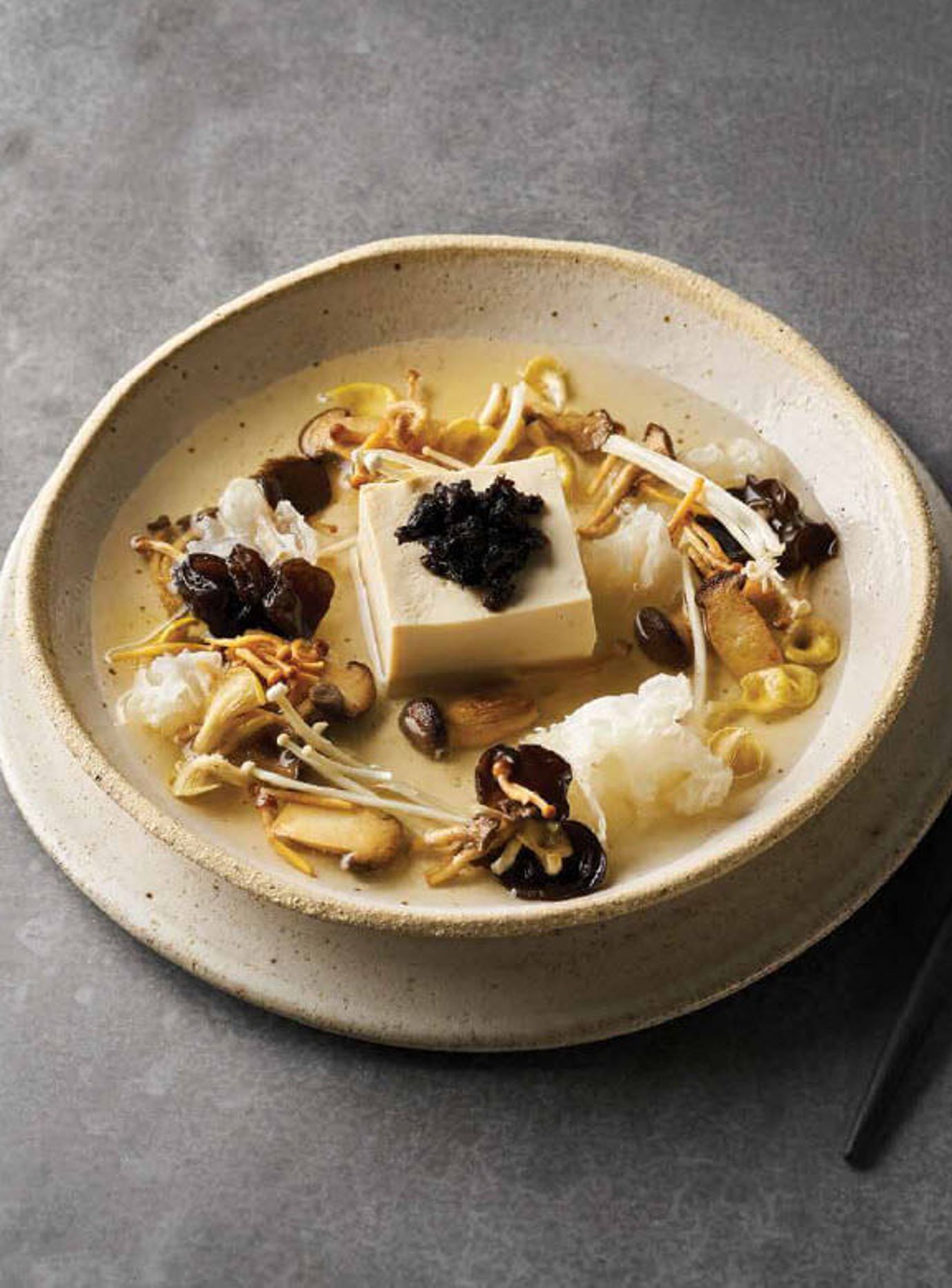 Tofu, black bean and kombu dashi