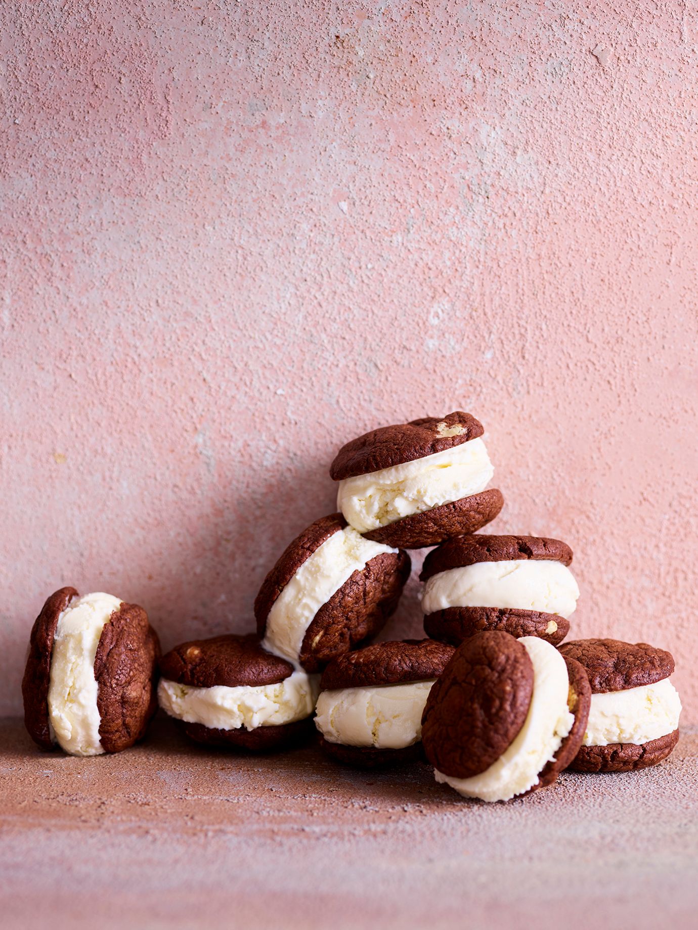Choc chip cookie ice cream sandwiches