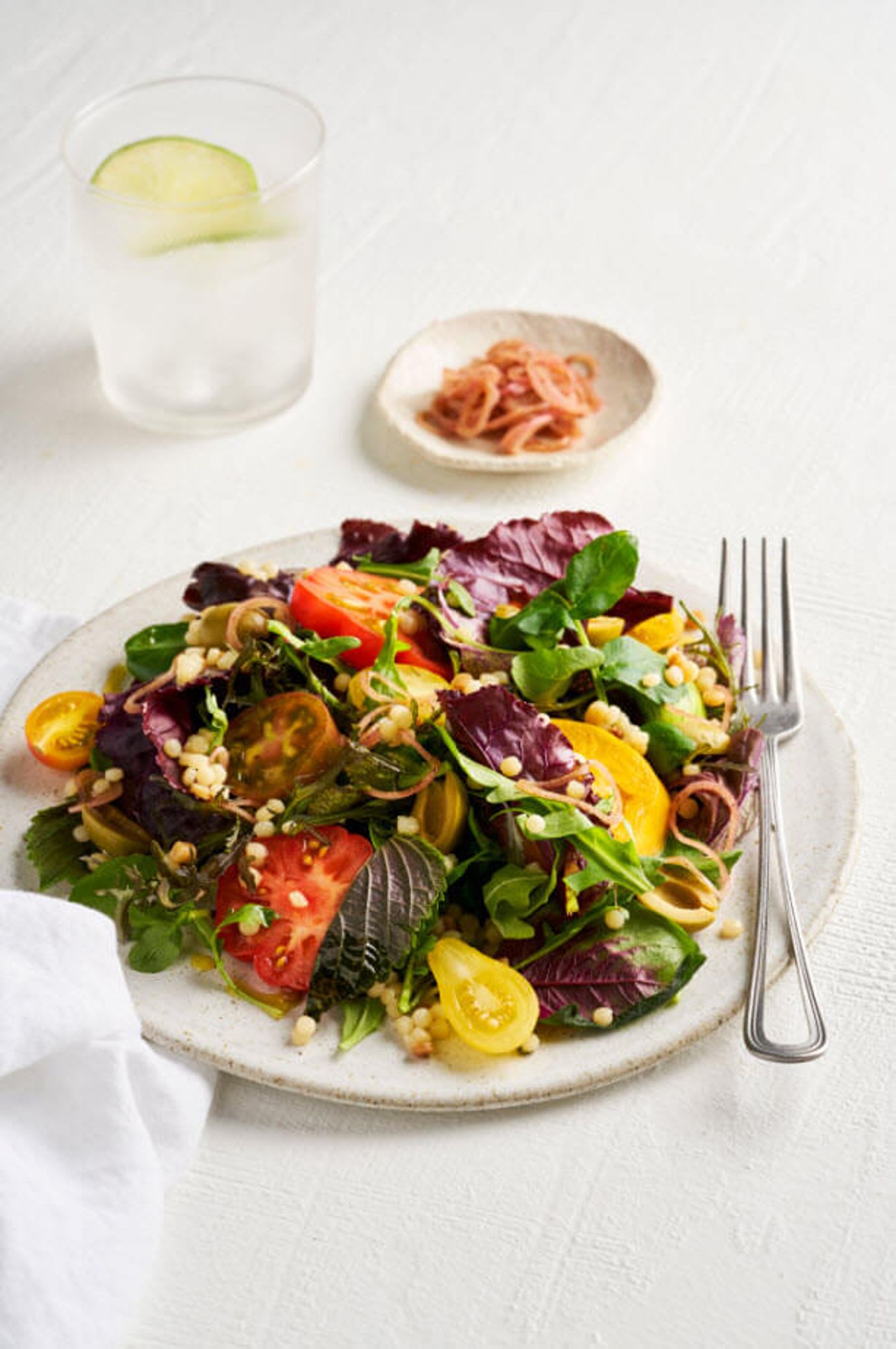 Tomato and fregola salad with sumac