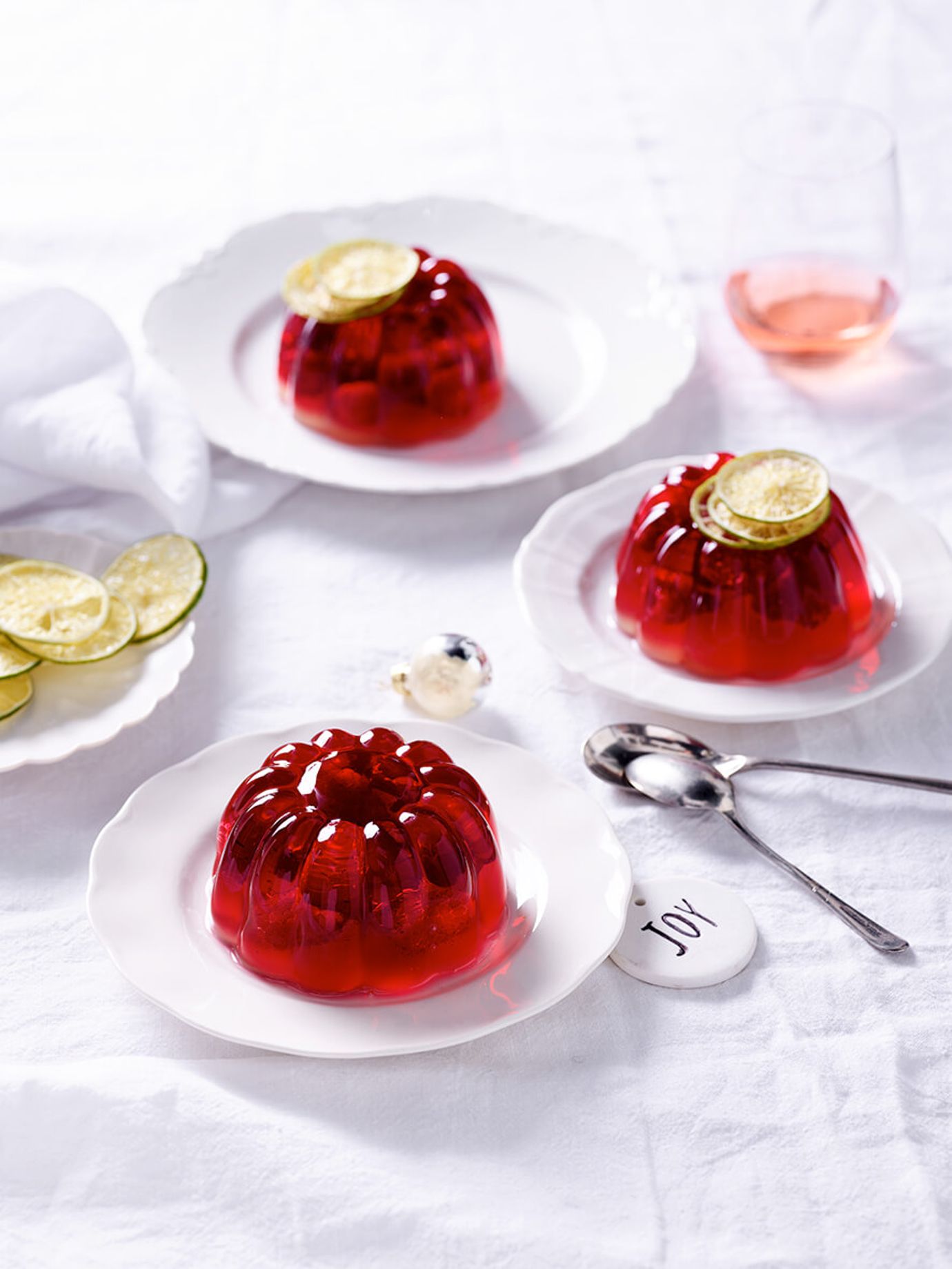 Sparkling ruby cabernet jelly with candied lime
