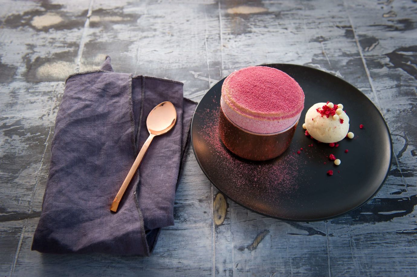 Raspberry and white chocolate soufflé