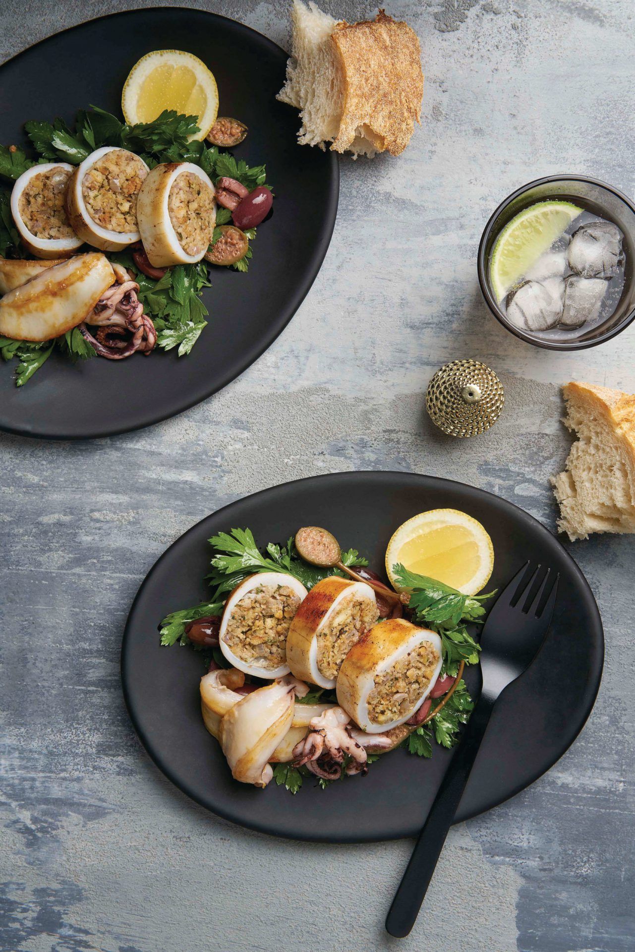 Stuffed oven baked squid