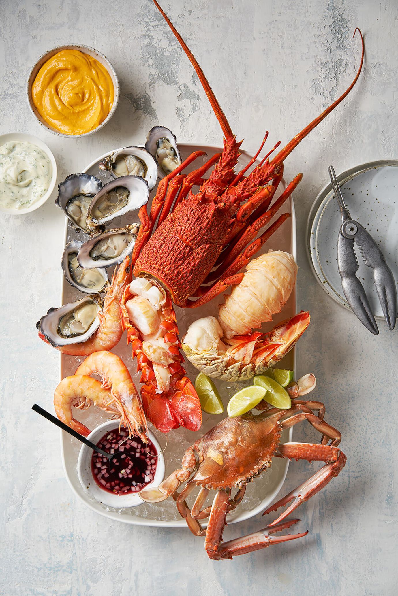 Summer seafood with rouille and pinot and shallot dressing