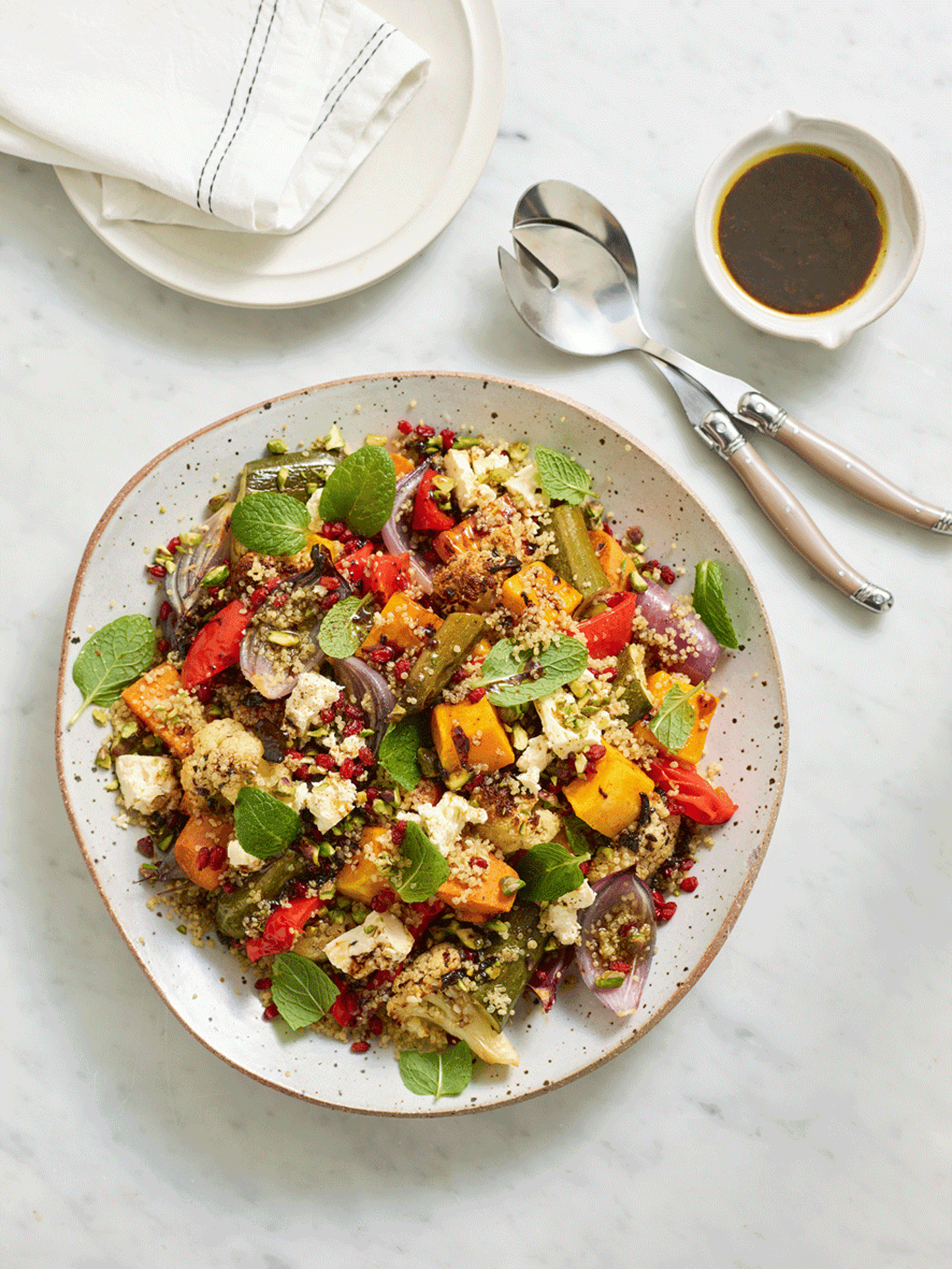 Coffee bean roasted vegetable salad with quinoa