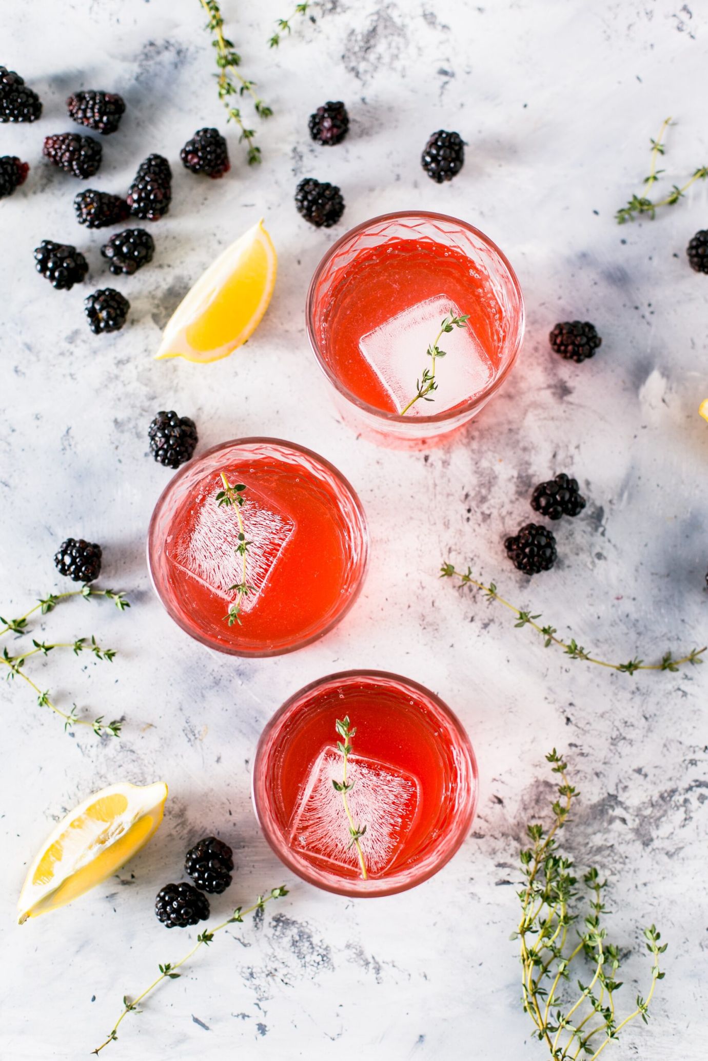 Blackberry, thyme and lemon shrub