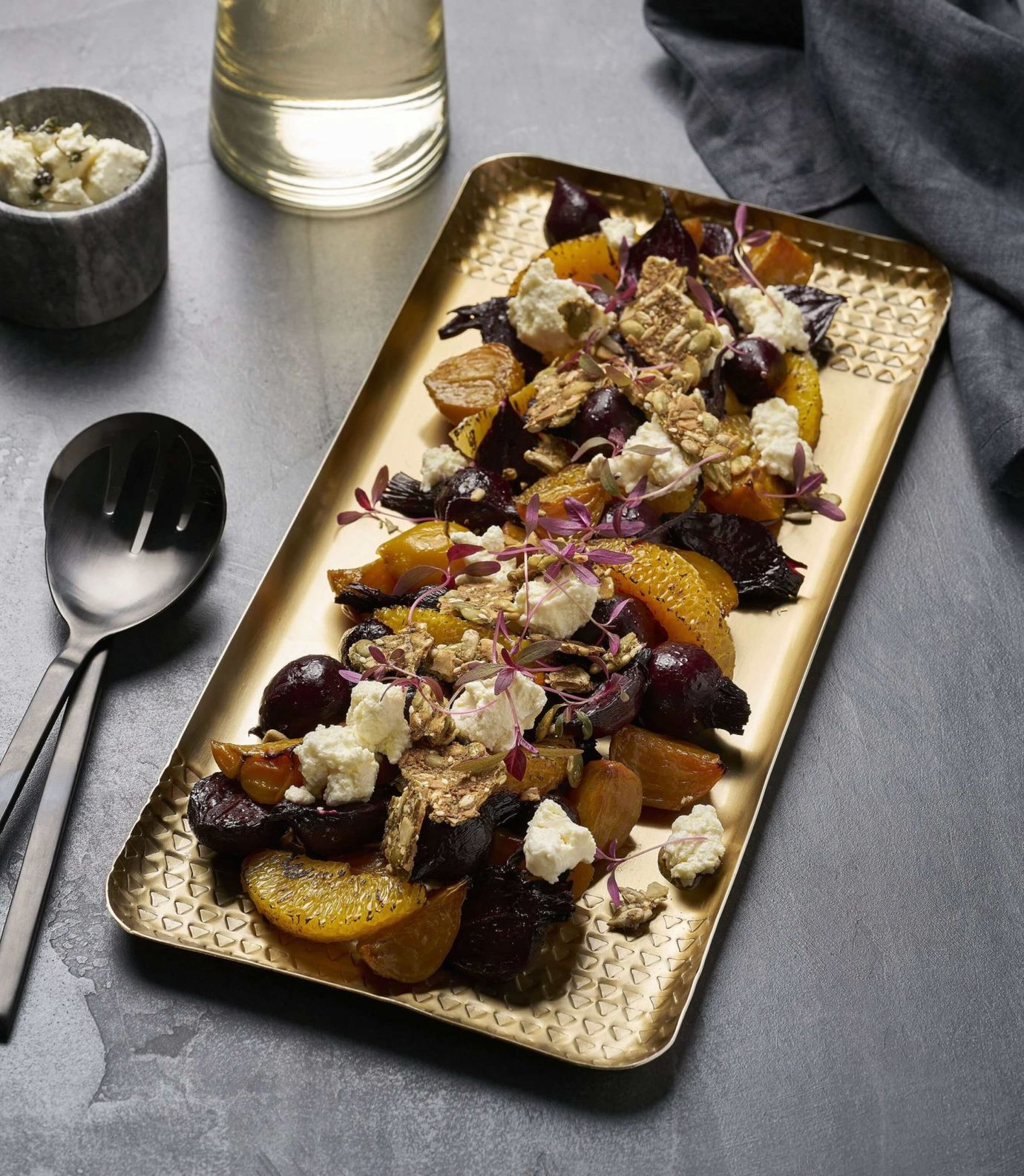 Roasted beetroot salad with savoury granola