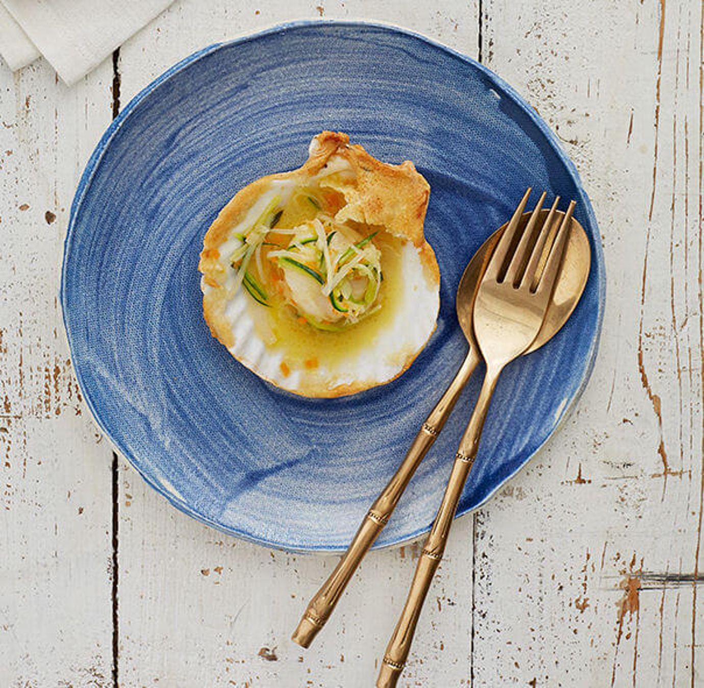 Scallops baked in bread