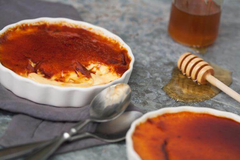Honey creme brulee dessert
