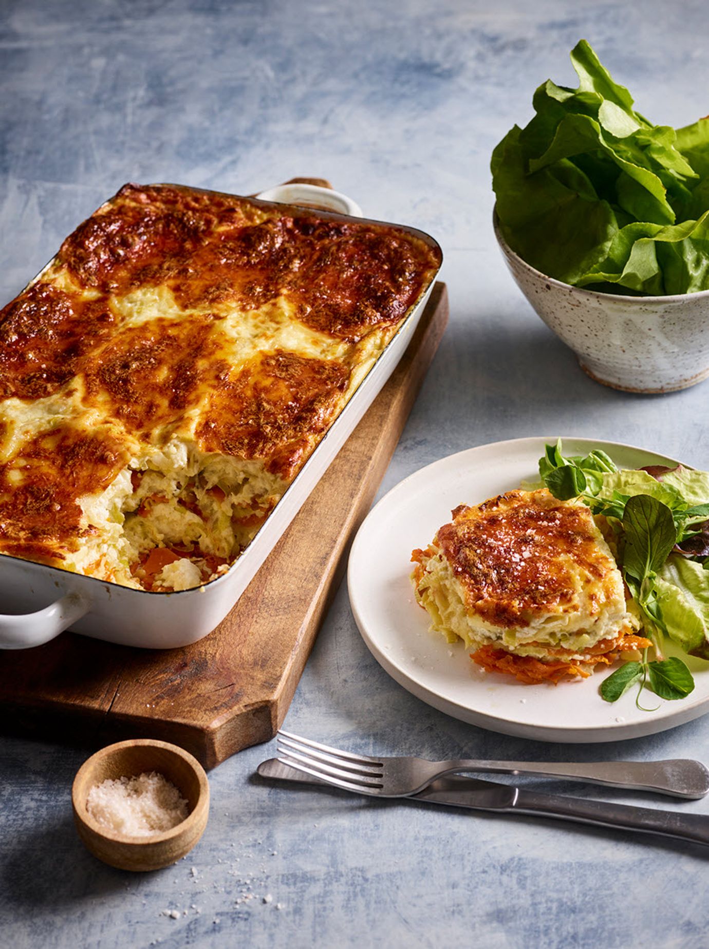 Pumpkin, ricotta and pinenut pasta bake