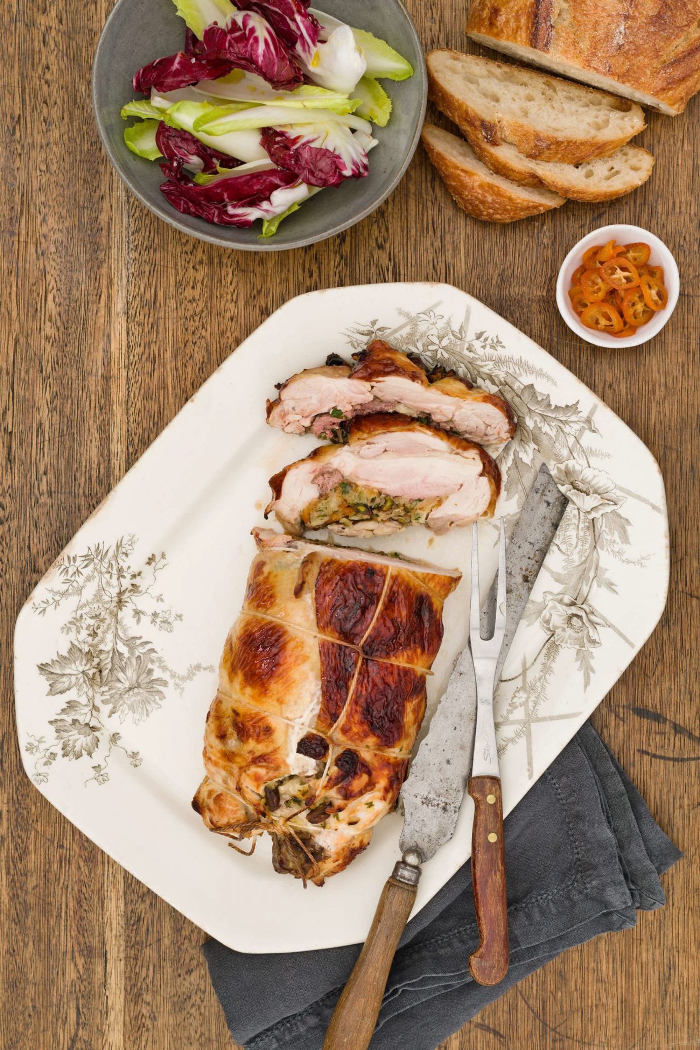 Rolled stuffed chicken