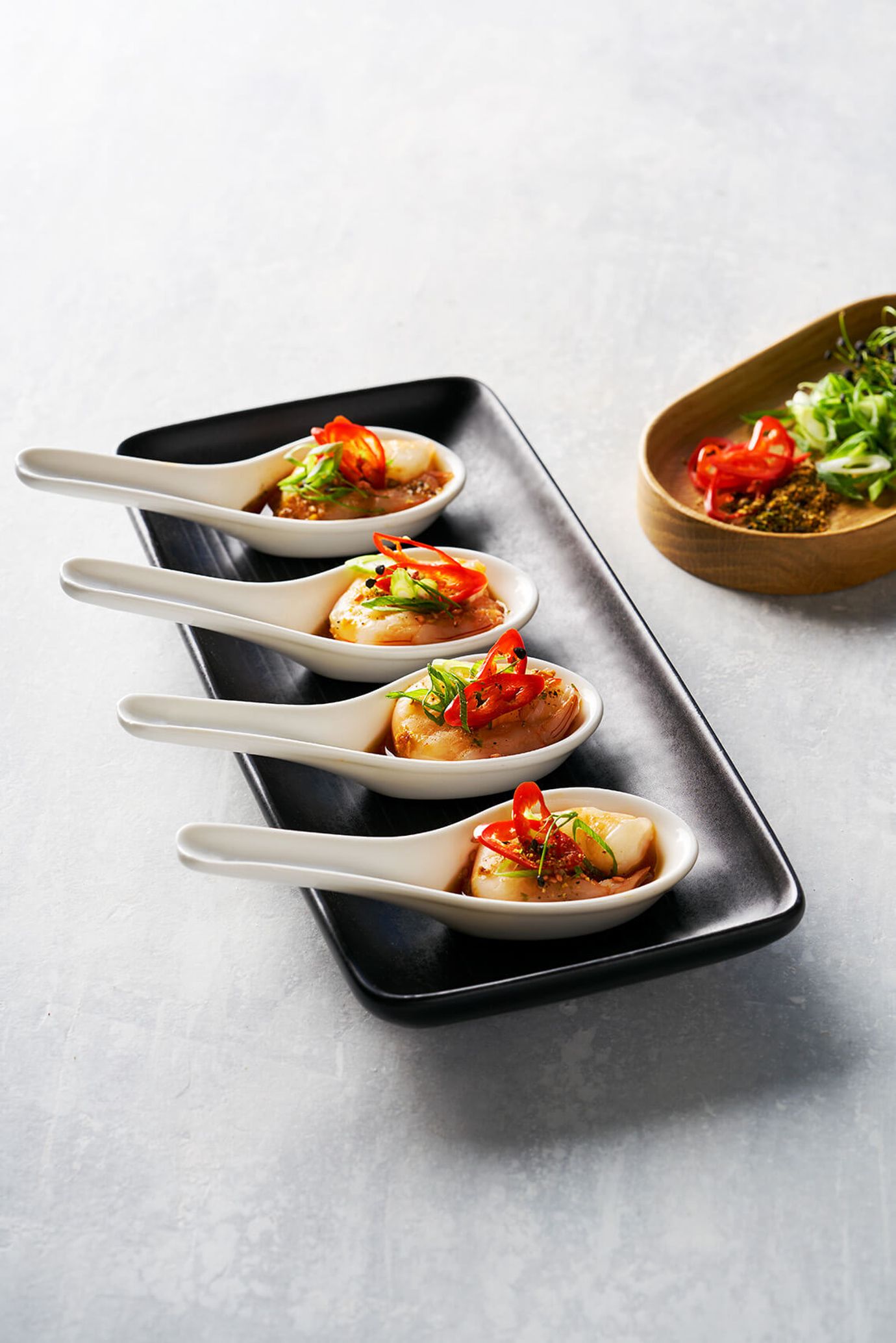 Steamed prawns with tamari and ginger