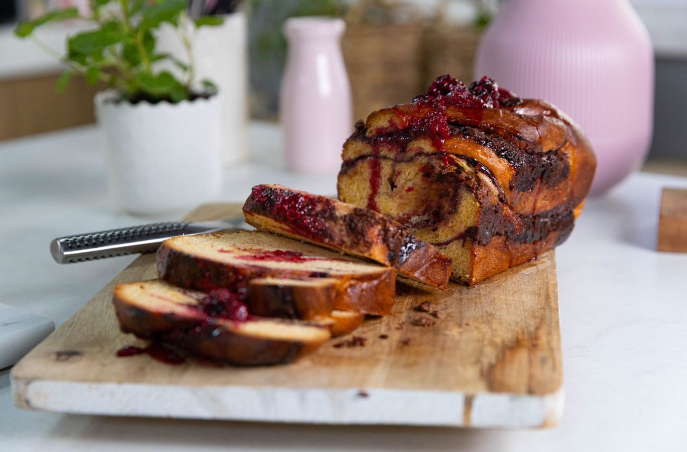 Chocolate berry babka