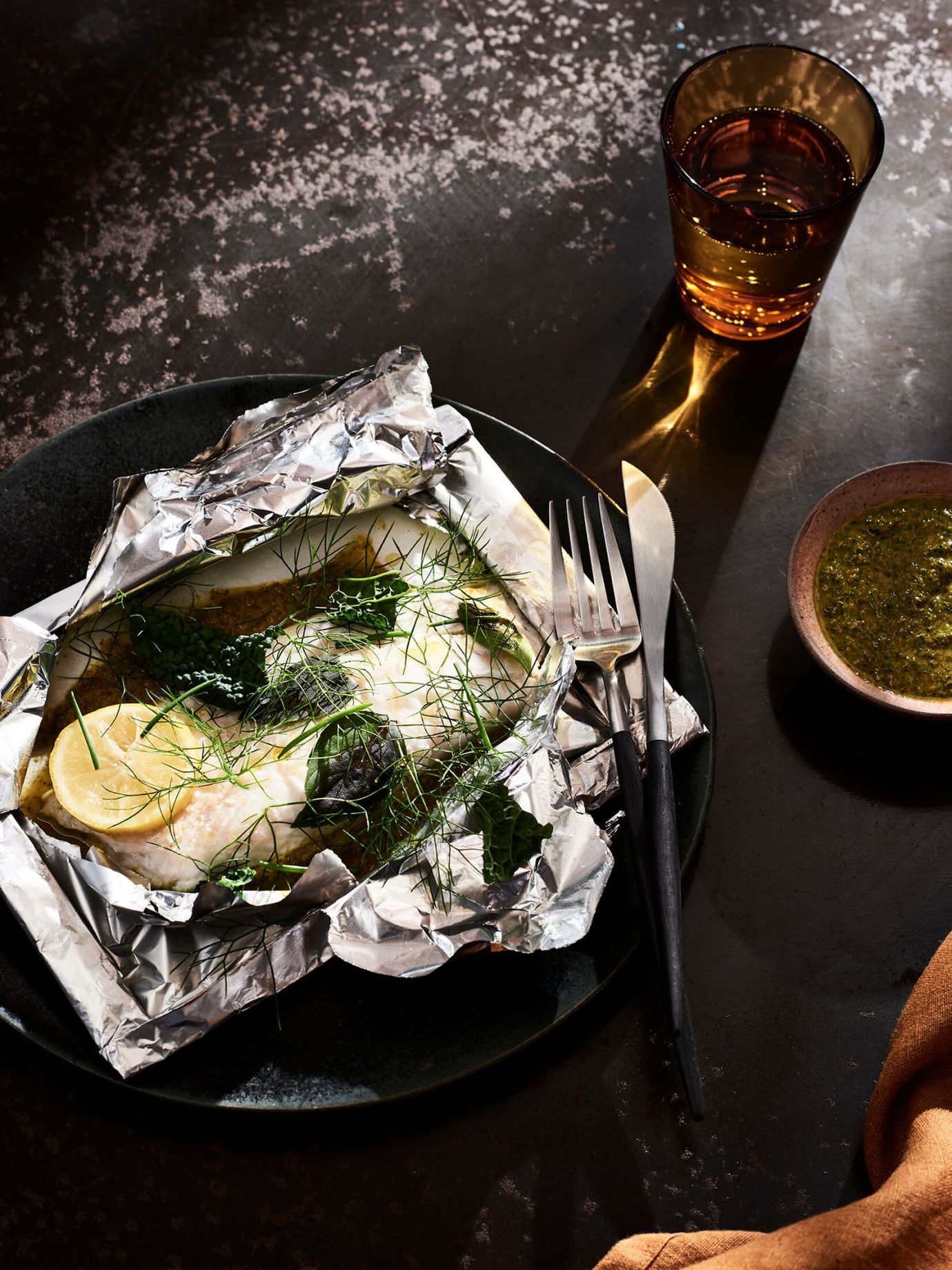 Snapper steamed in bag