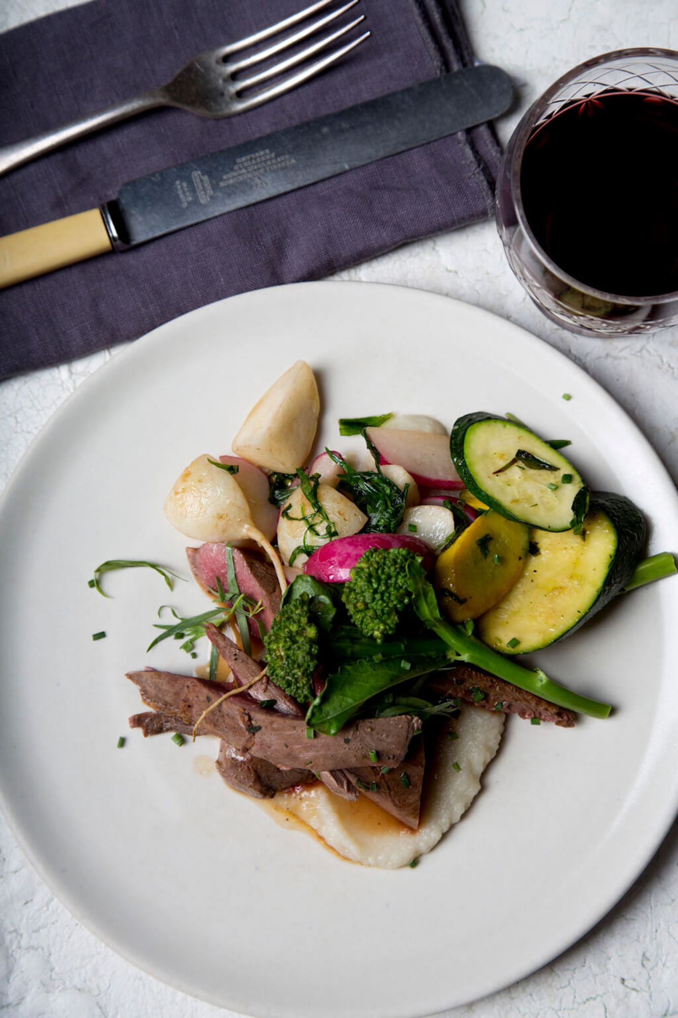Roast Hare Saddle with Turnips and Radish