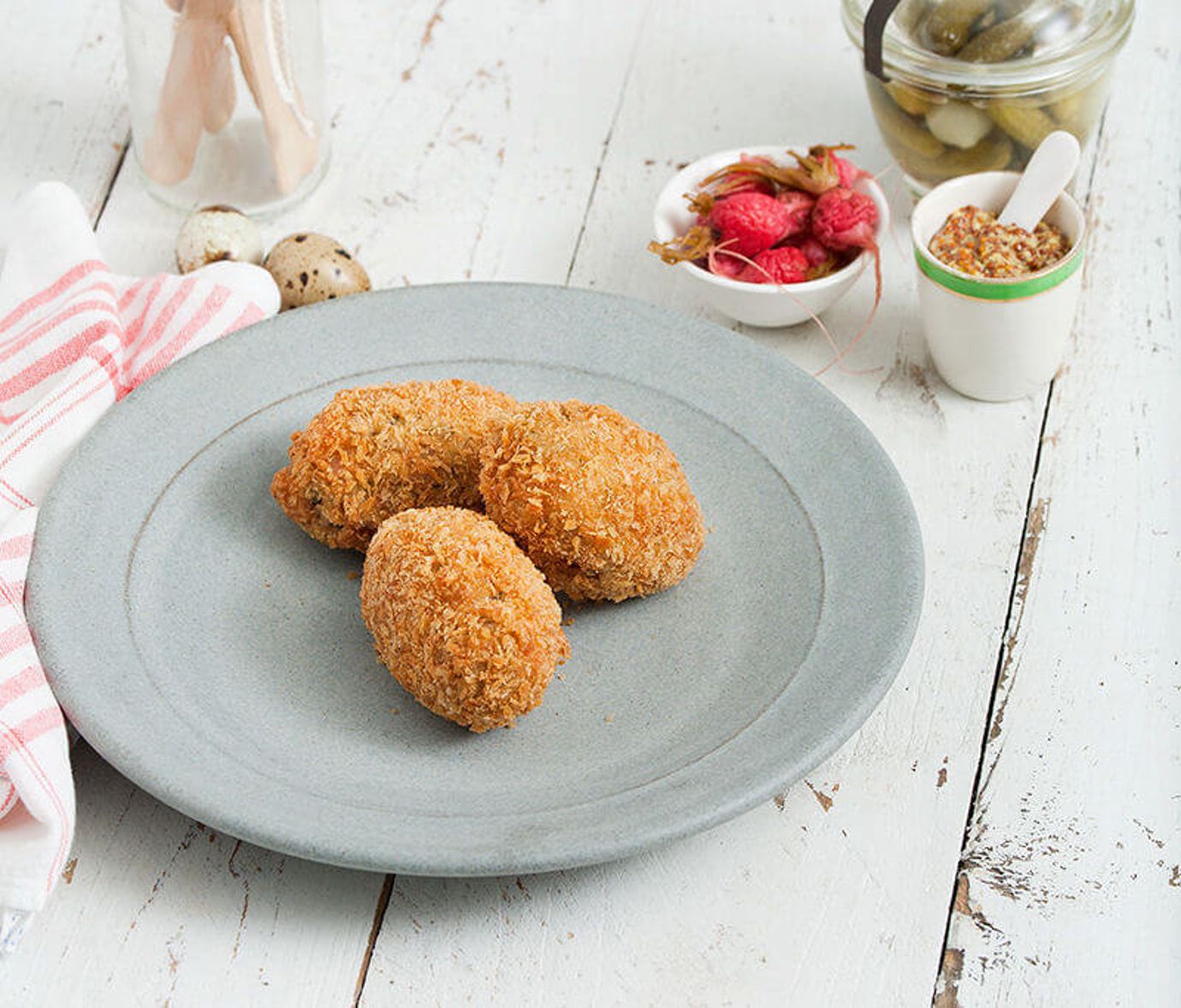 Quail scotch eggs