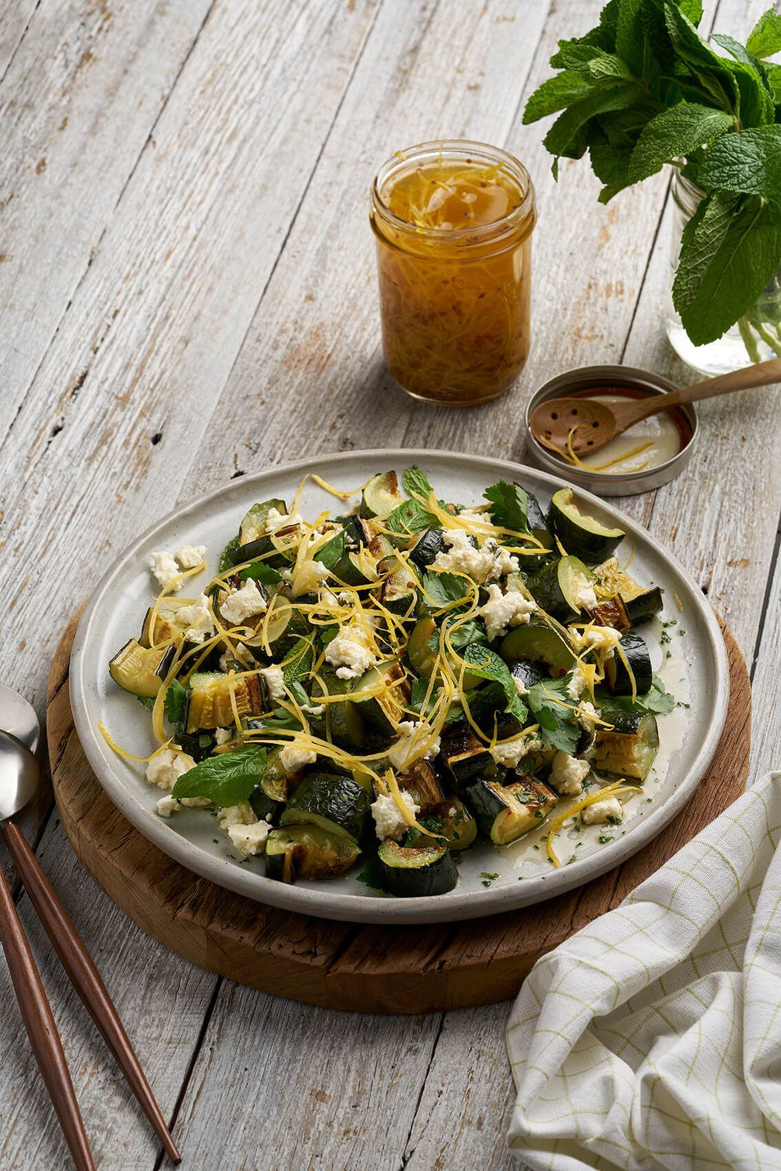 Charred zucchini, pickled lemon, fetta