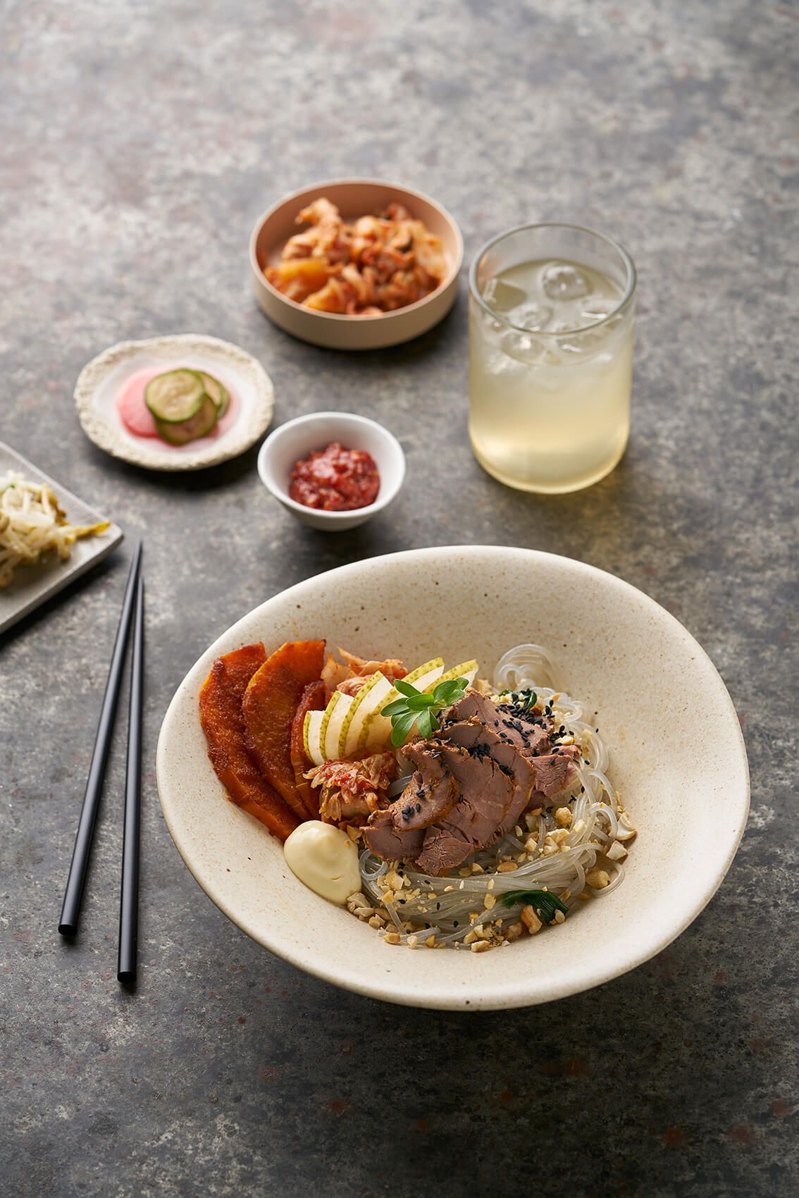Bulgogi roast beef with glass noodle salad