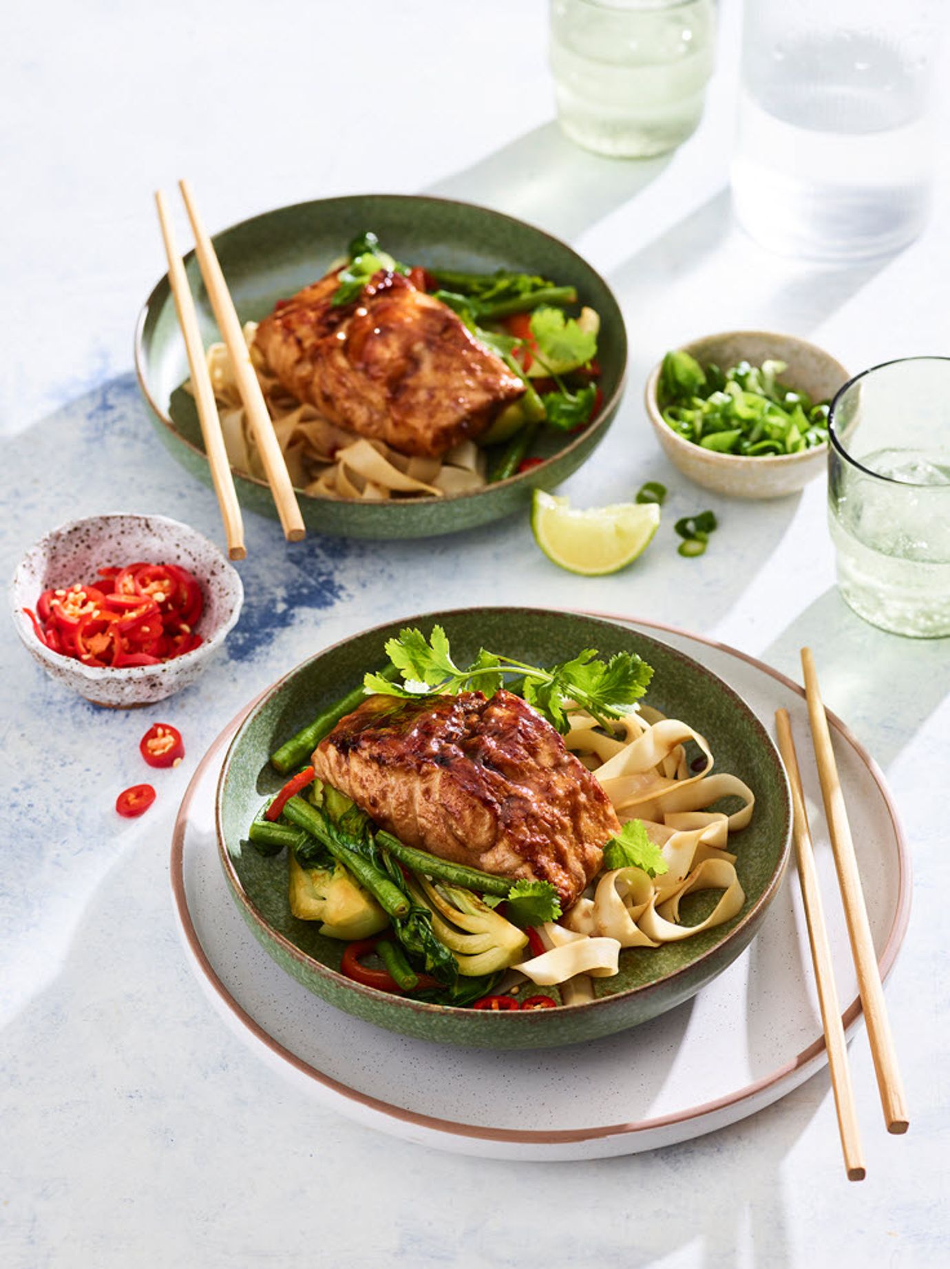Spicy tamarind fish and stir-fried vegetables