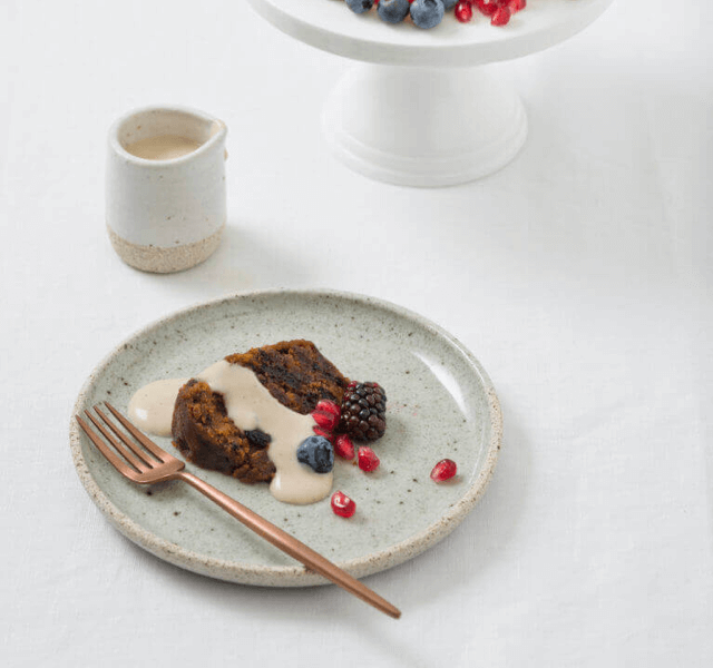 Christmas pudding with brandy anglaise