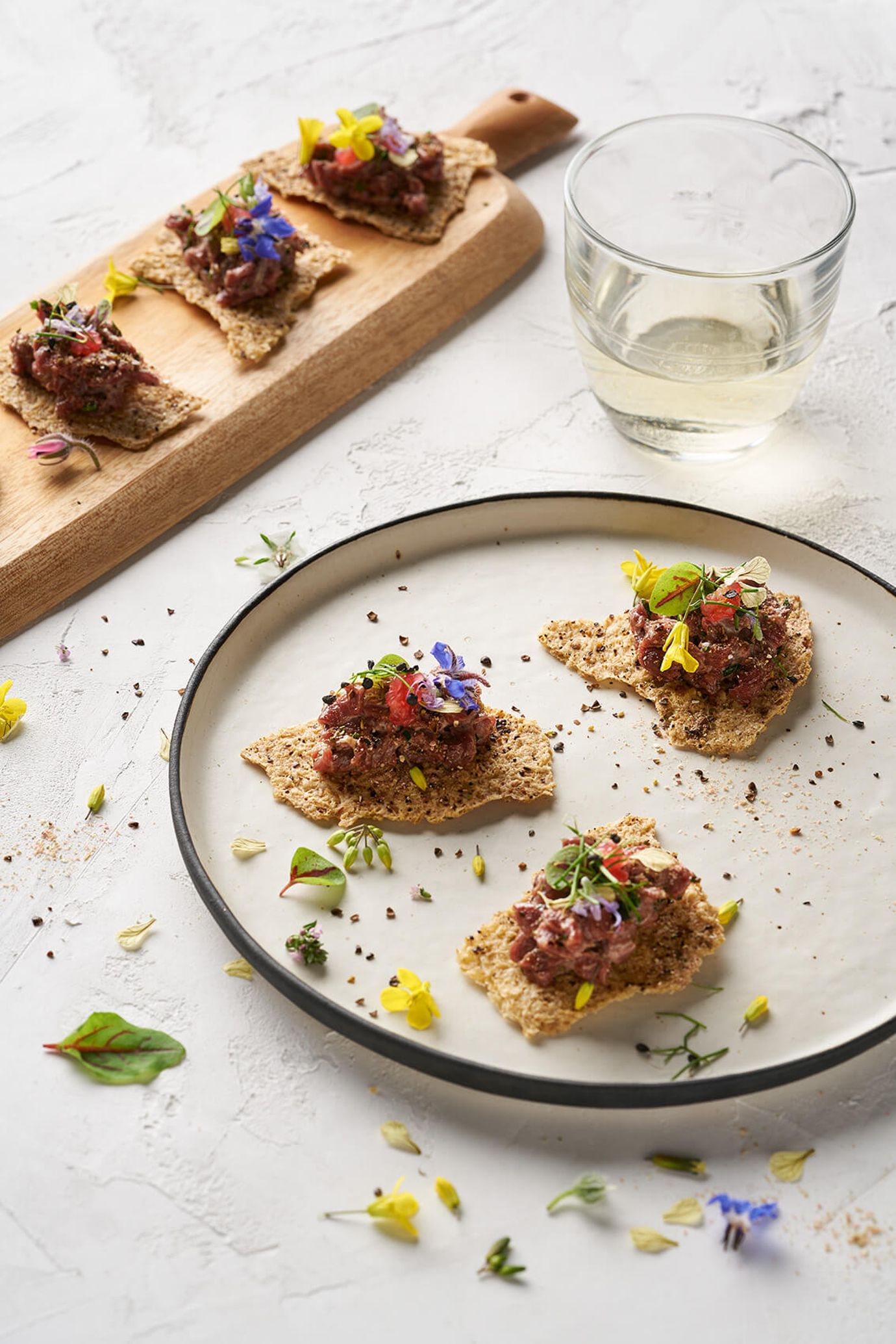 Kangaroo tartare, wattleseed cracker