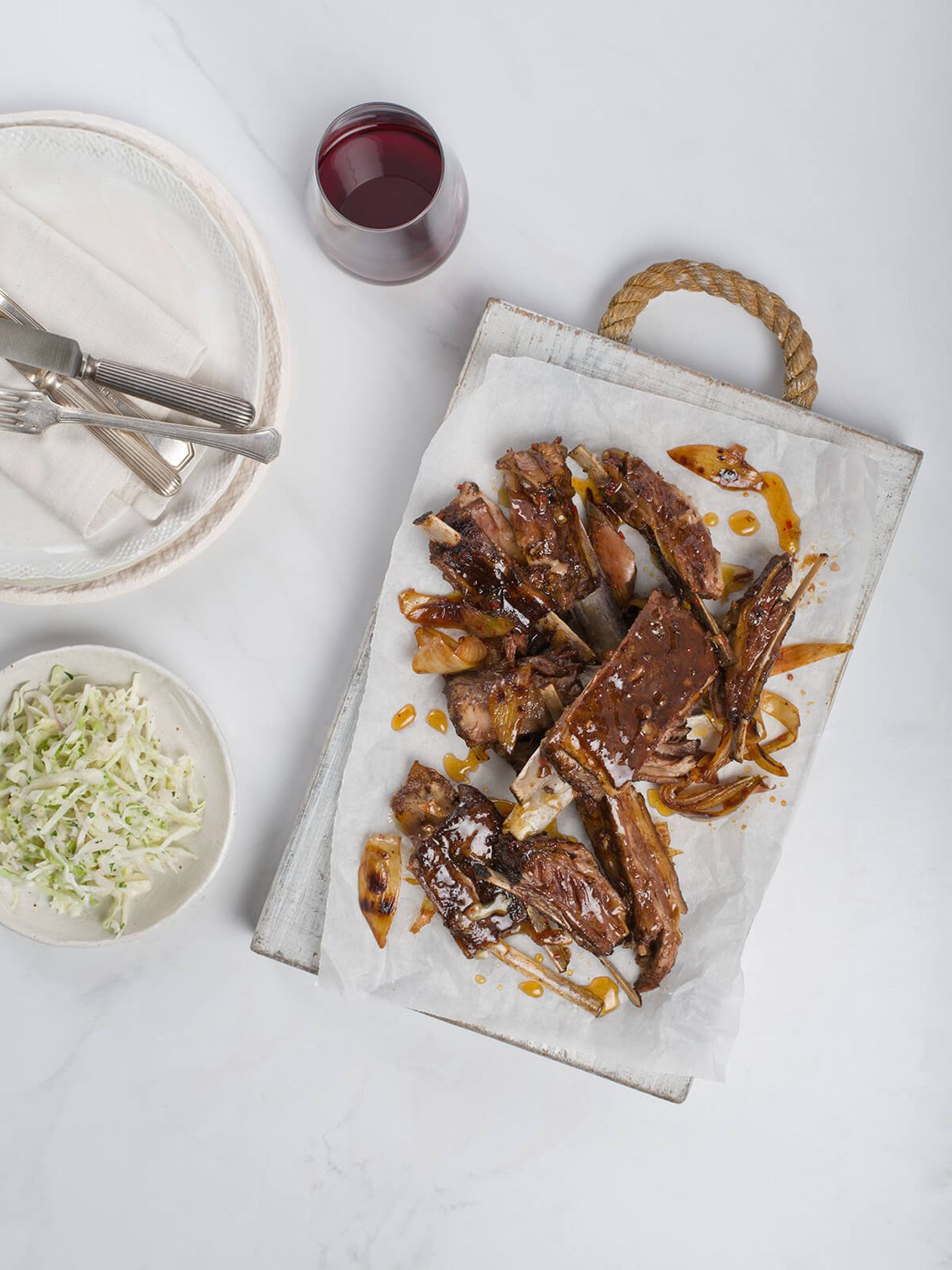 Caramelised lamb ribs