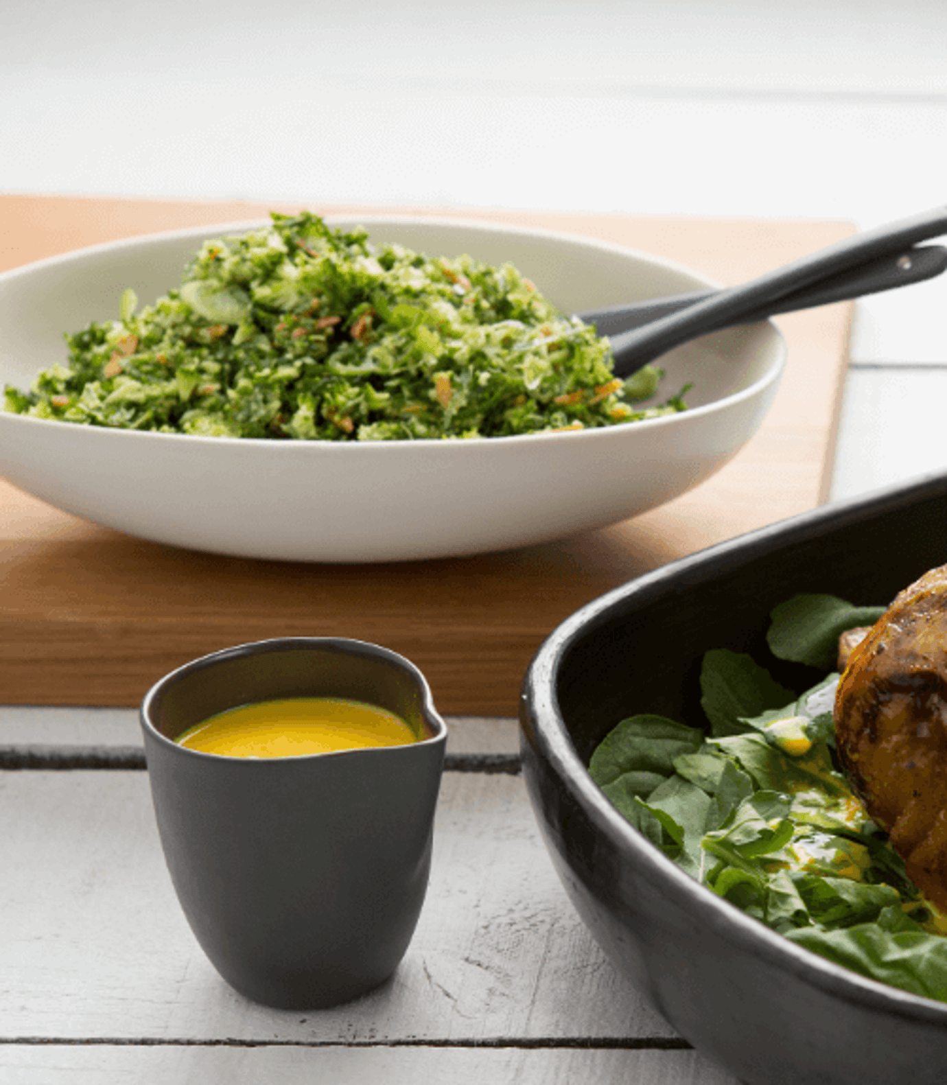 Green tabouli and turmeric buttermilk dressing