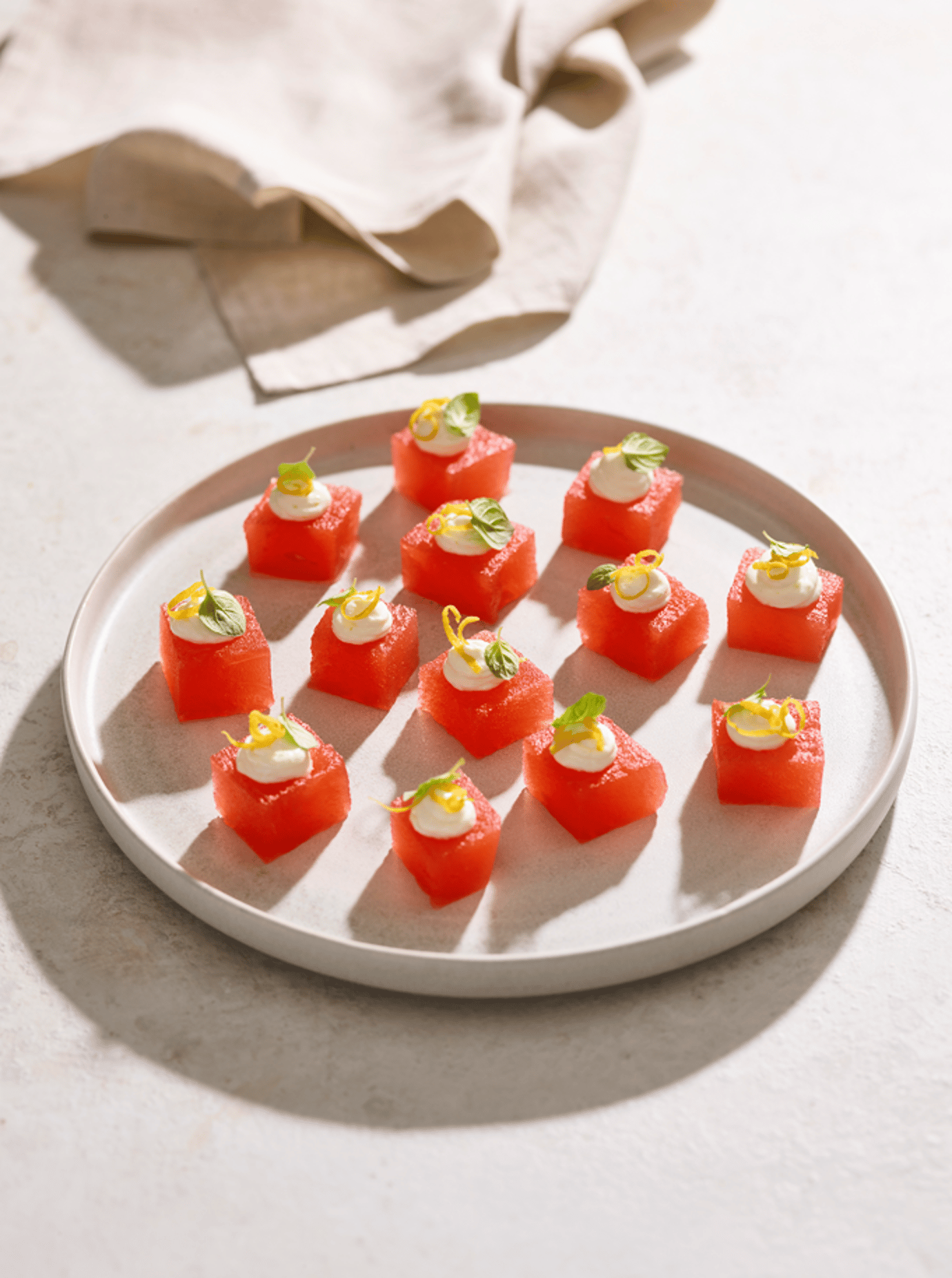 Compressed watermelon with whipped feta