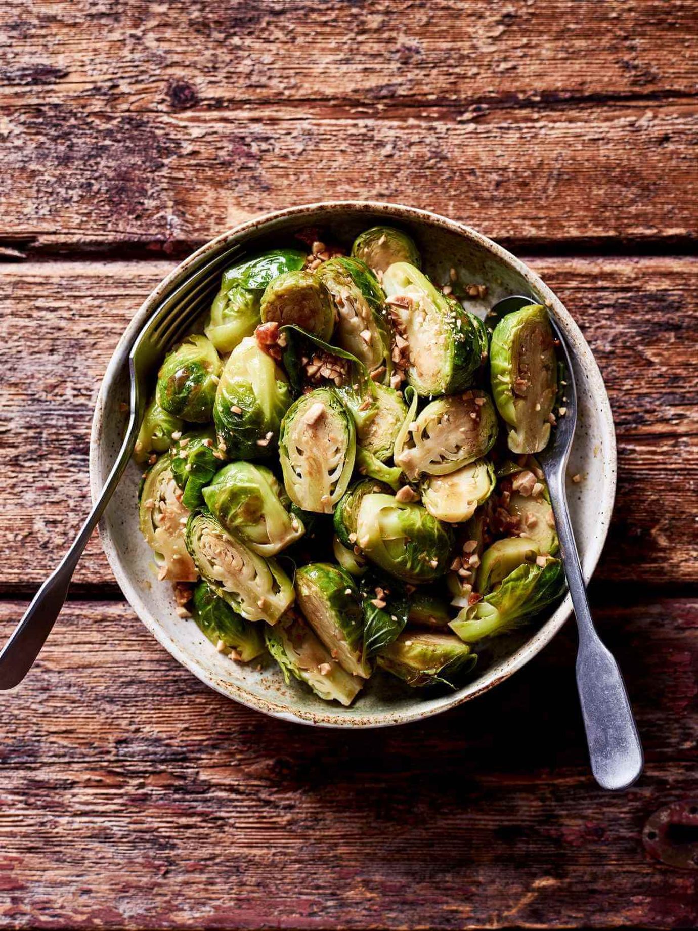 Steamed Brussels sprouts, hoisin butter and peanuts