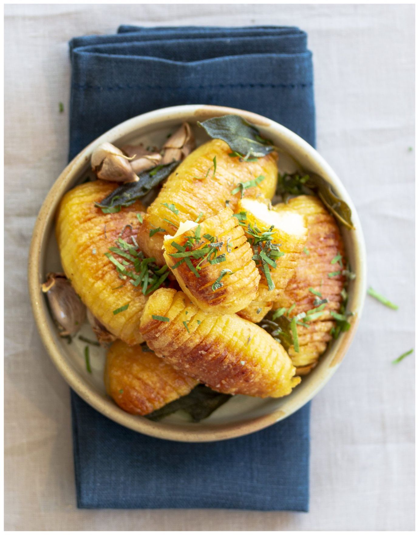 Hasselback potatoes with sage and garlic