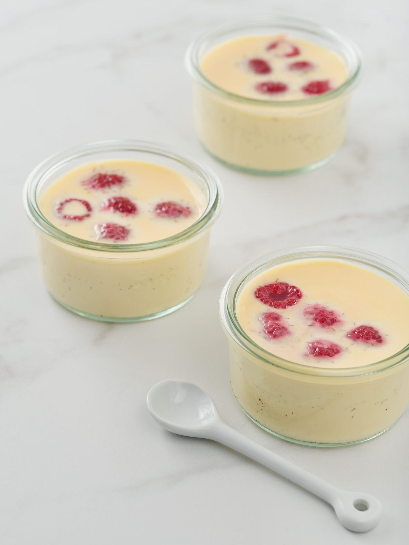 Raspberry custard pots