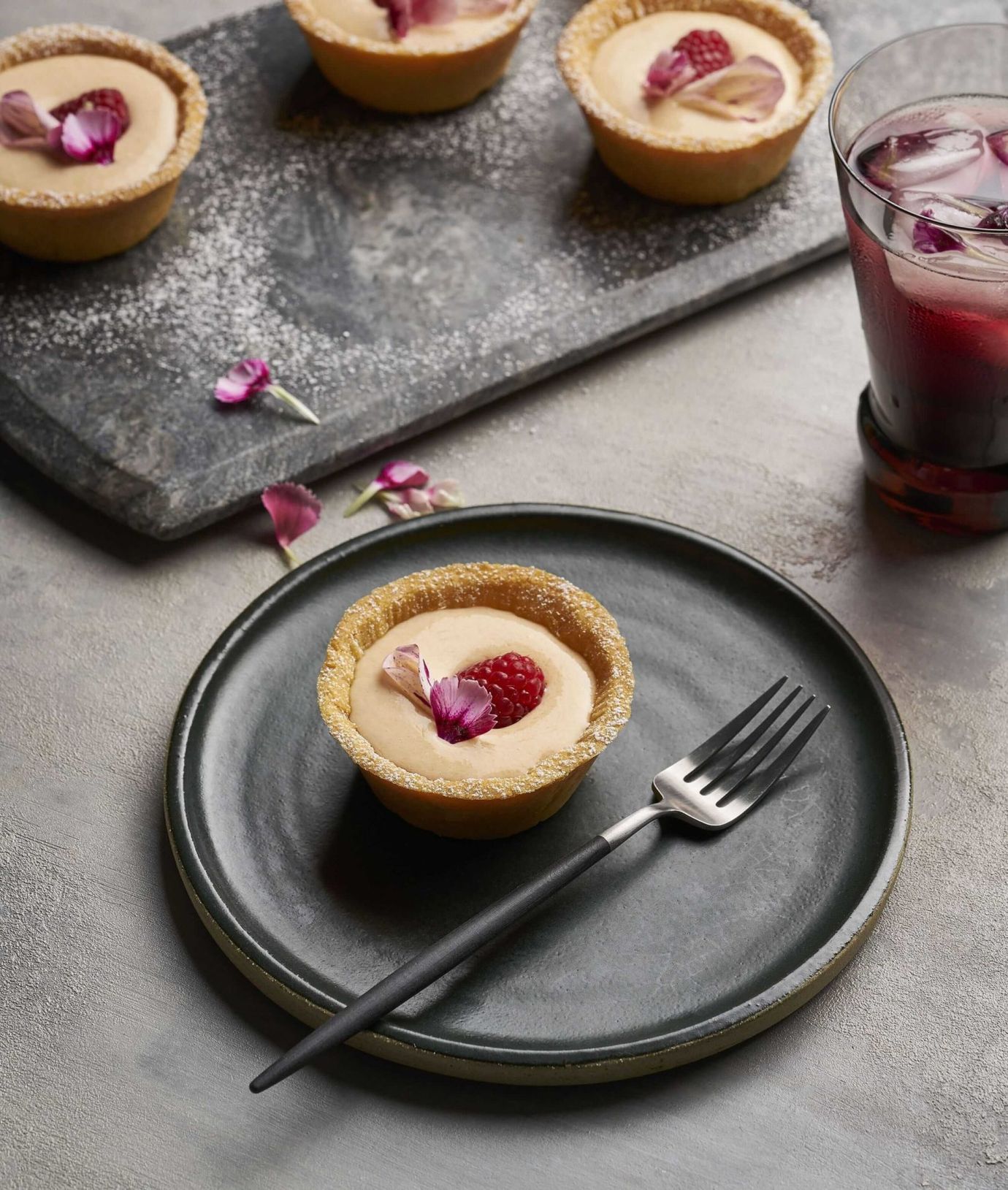 Rhubarb and raspberry tartlets