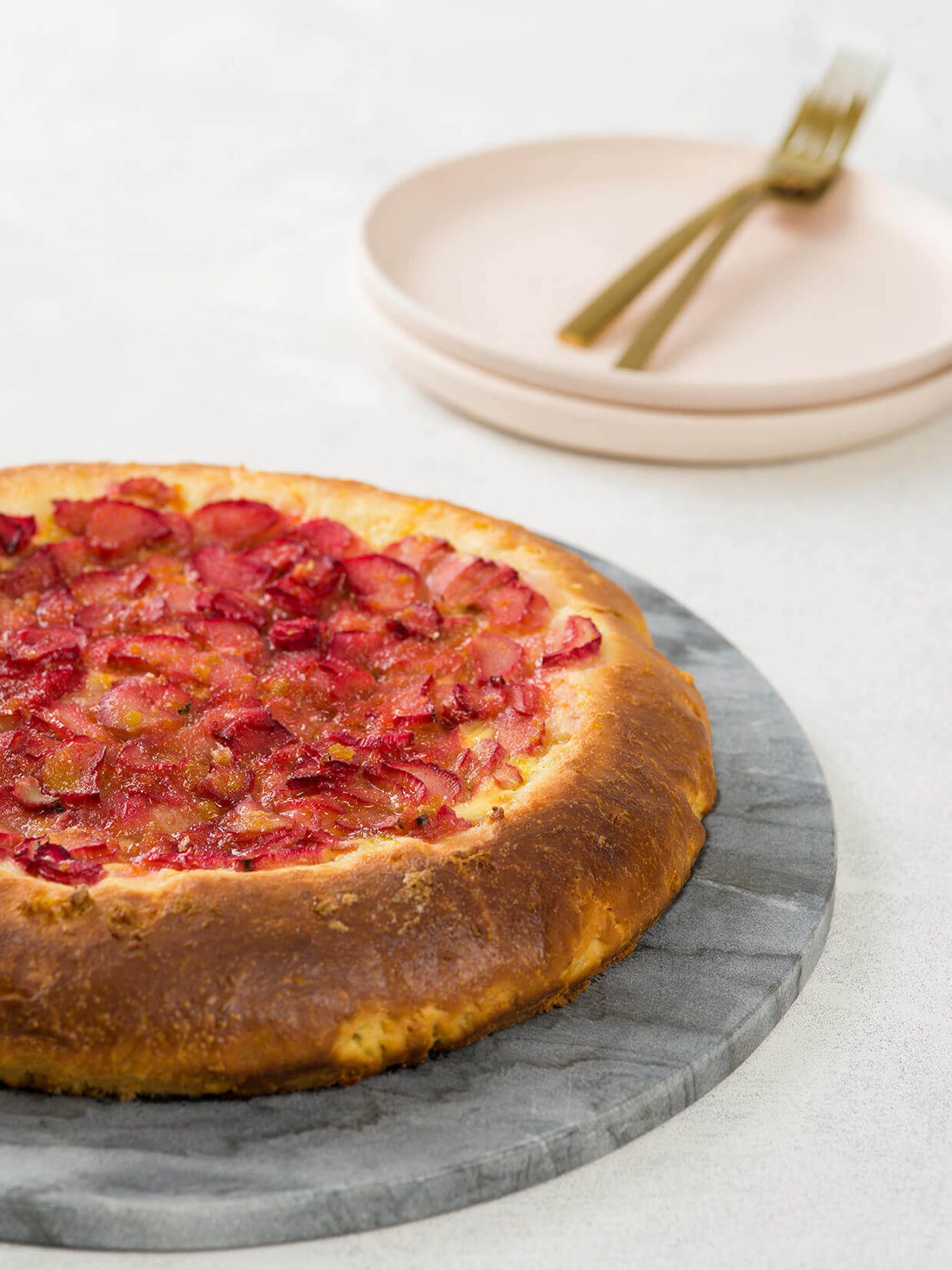 Rhubarb brioche tart