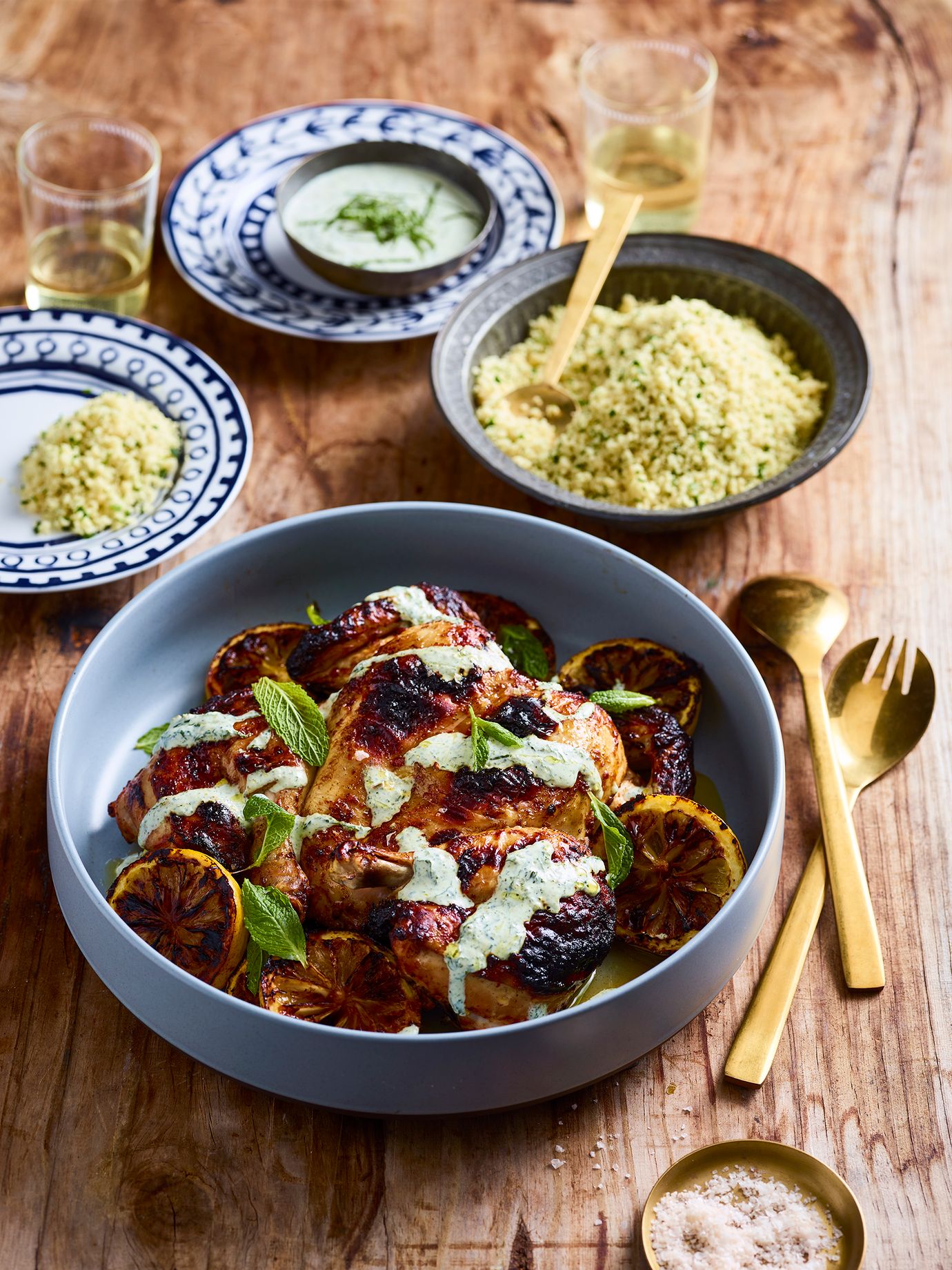 Harissa chicken with mint yoghurt