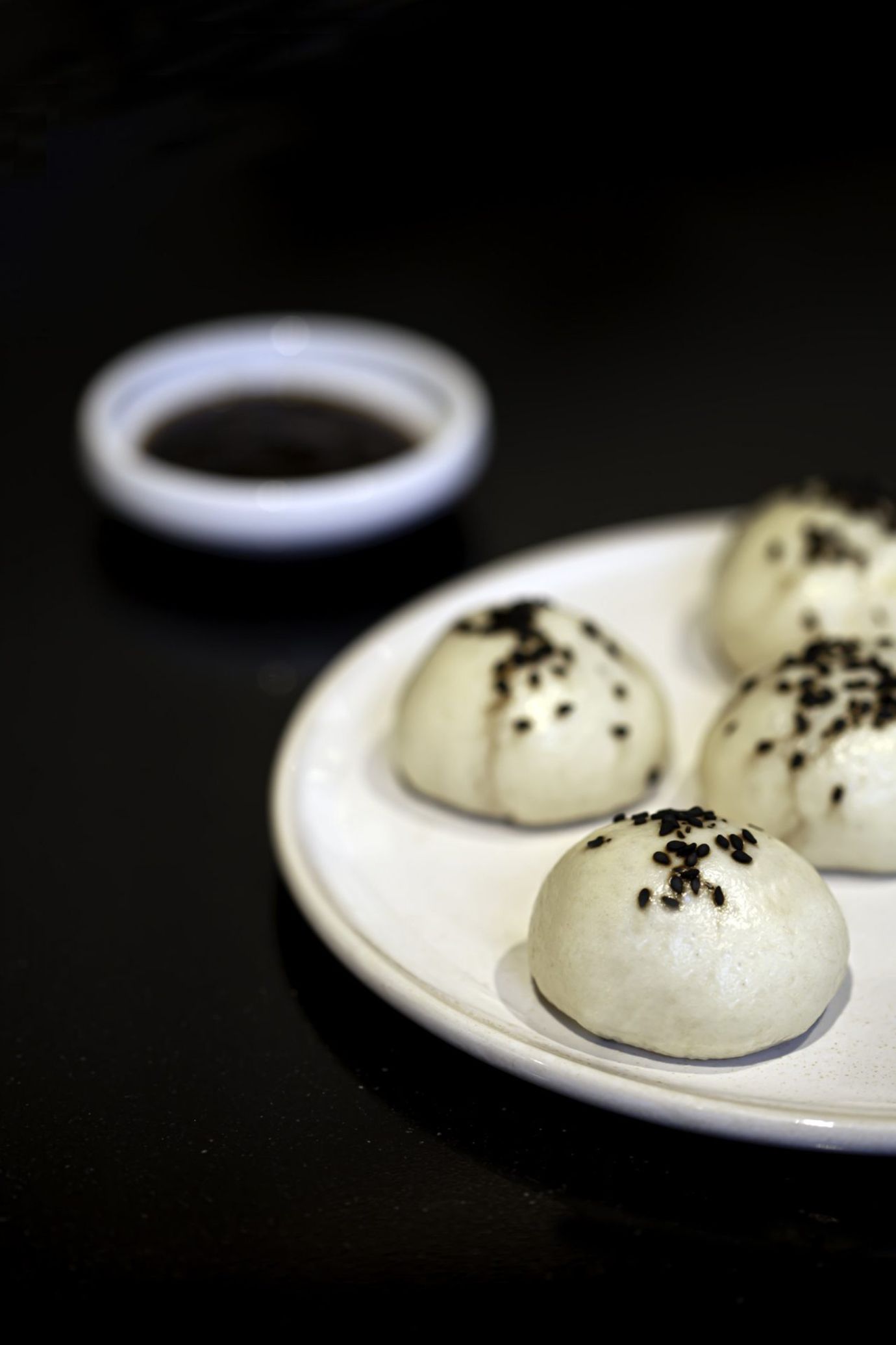 Steamed buns with mushroom, chilli, chive and hoisin