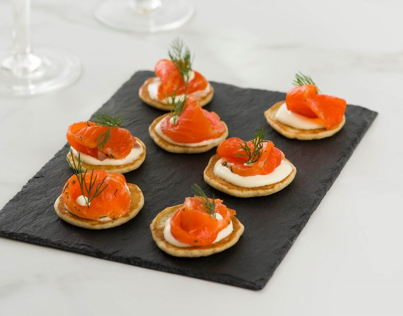 Buckwheat blini with cured trout