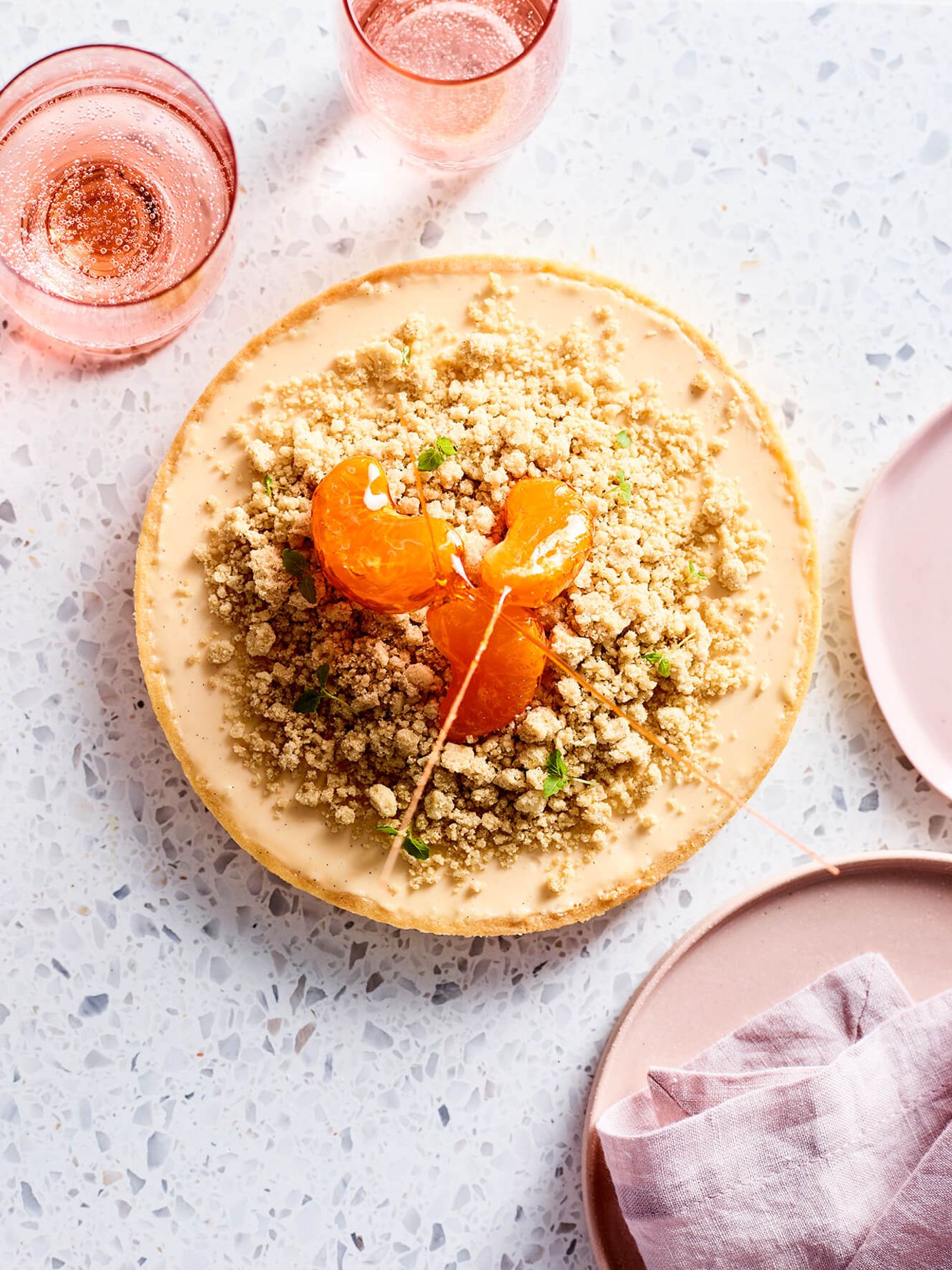 Mandarin and vanilla tart