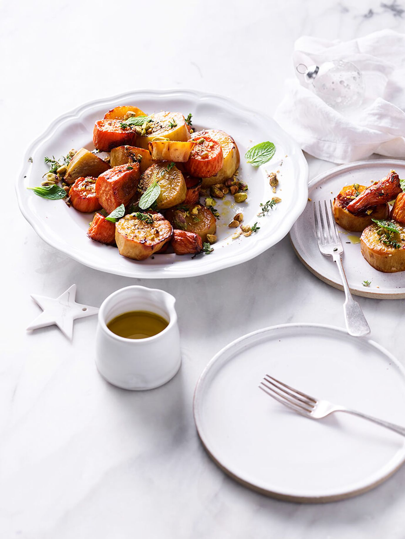 Sweet potato with spices and pistachio za'atar