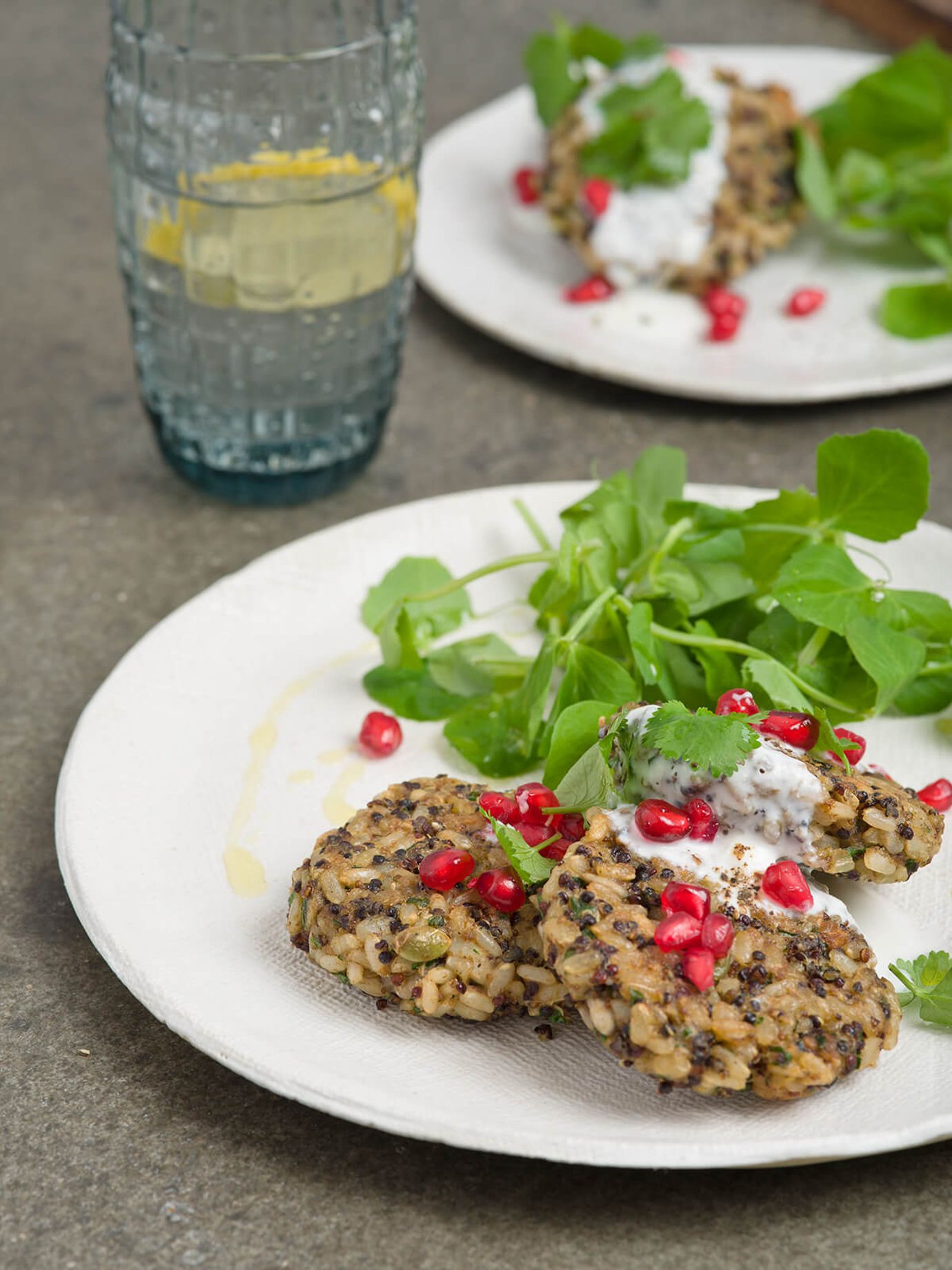 Grain Salad Patties With Pomegranate and Yoghurt