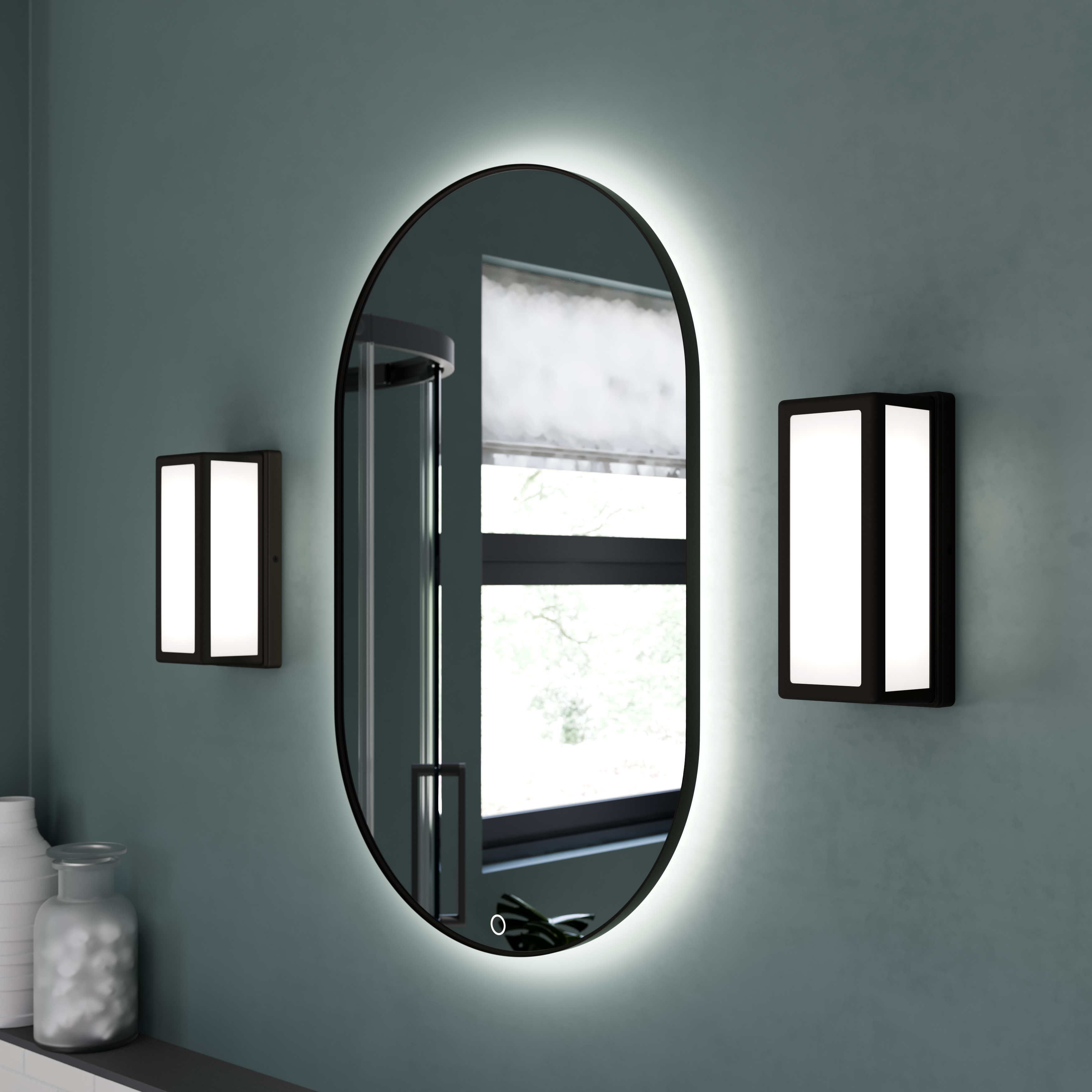 Sensio Nebula Black Colour Changing LED Bathroom Mirror