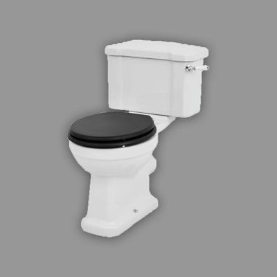 Wickes oxford traditional close coupled toilet pan, cistern & black soft close seat