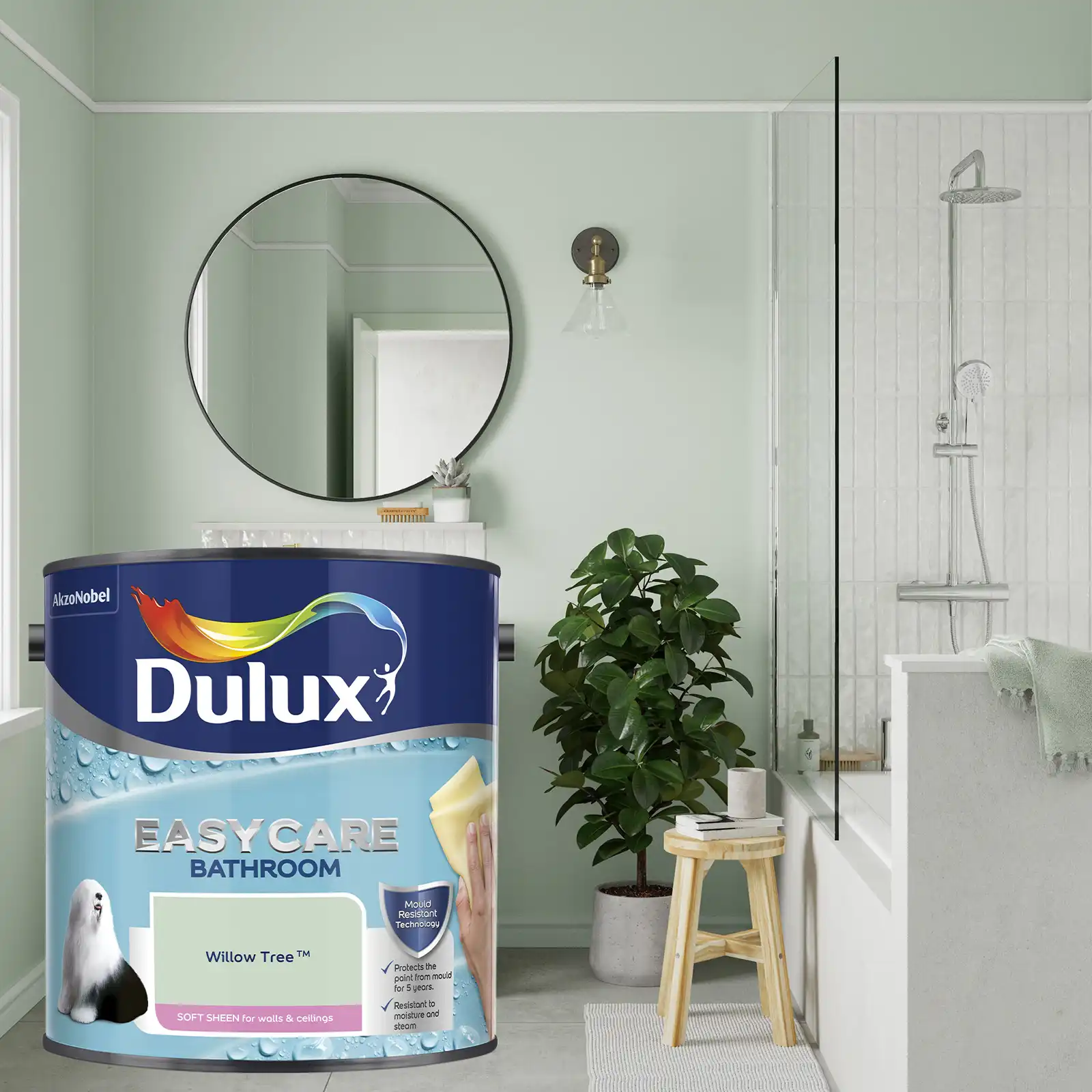 Dulux Easycare Bathroom Soft Sheen Emulsion Paint - Willow Tree - 2.5L